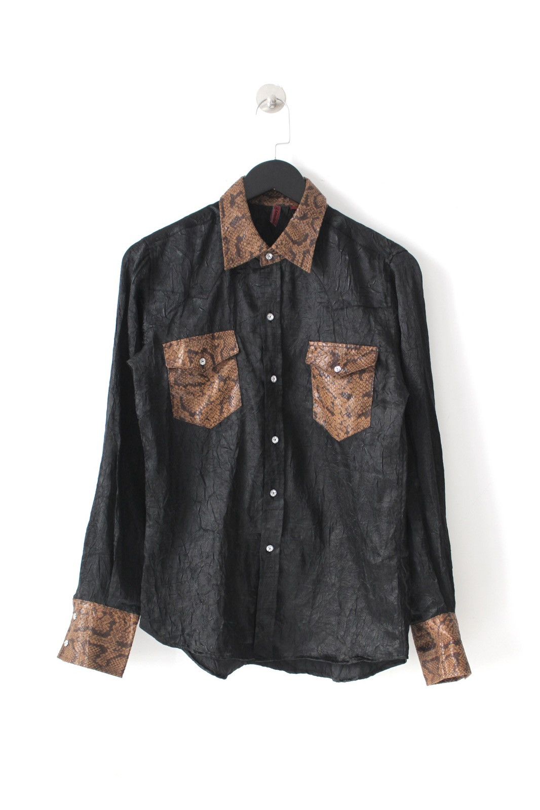 Japanese Brand 2000S AMEDEO JAPAN SNAKE TRIM CRINKLE WESTERN SHIRT Size US M / EU 48-50 / 2 - 1 Thumbnail