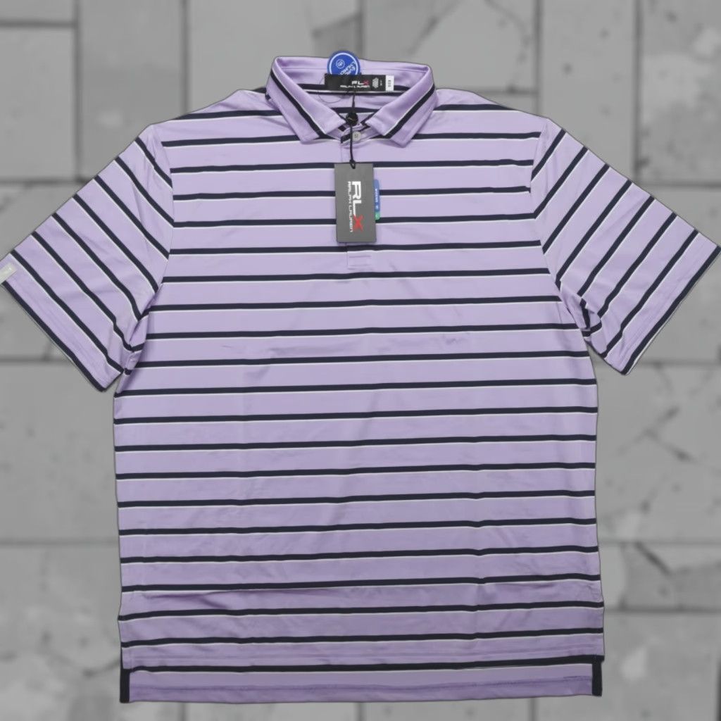 RLX Ralph Lauren RLX Ralph Lauren Performance Golf Striped Polo Shirt Men L Purple MOISTURE WICKING Lightweight Breathable Sleeve Short Collared Shirt Polo Size US L / EU 52-54 / 3 - 1 Thumbnail