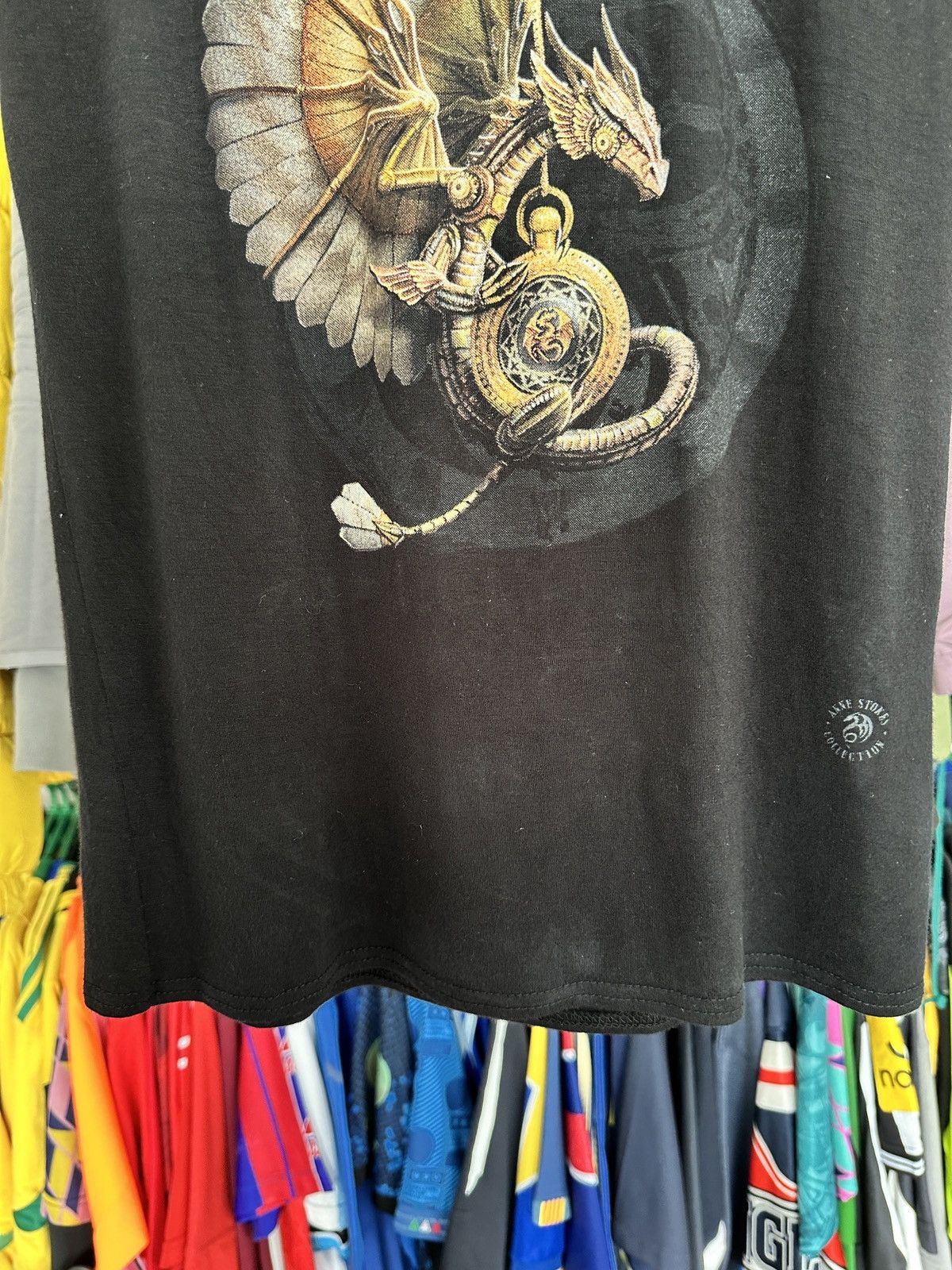 Japanese Brand Spiral direct Black lace ruffle short sleeve top with dragon Size M / US 6-8 / IT 42-44 - 7 Thumbnail