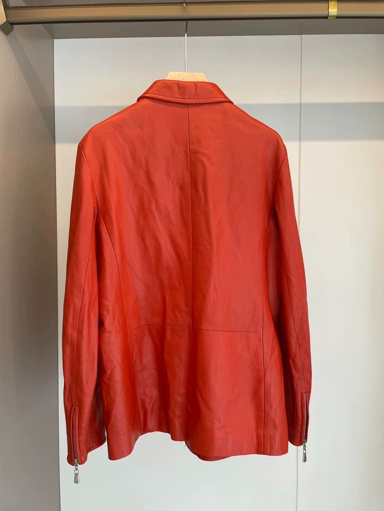 Loro Piana LORO PIANA Red leather jacket Size XL / US 12-14 / IT 48-50 - 2 Thumbnail