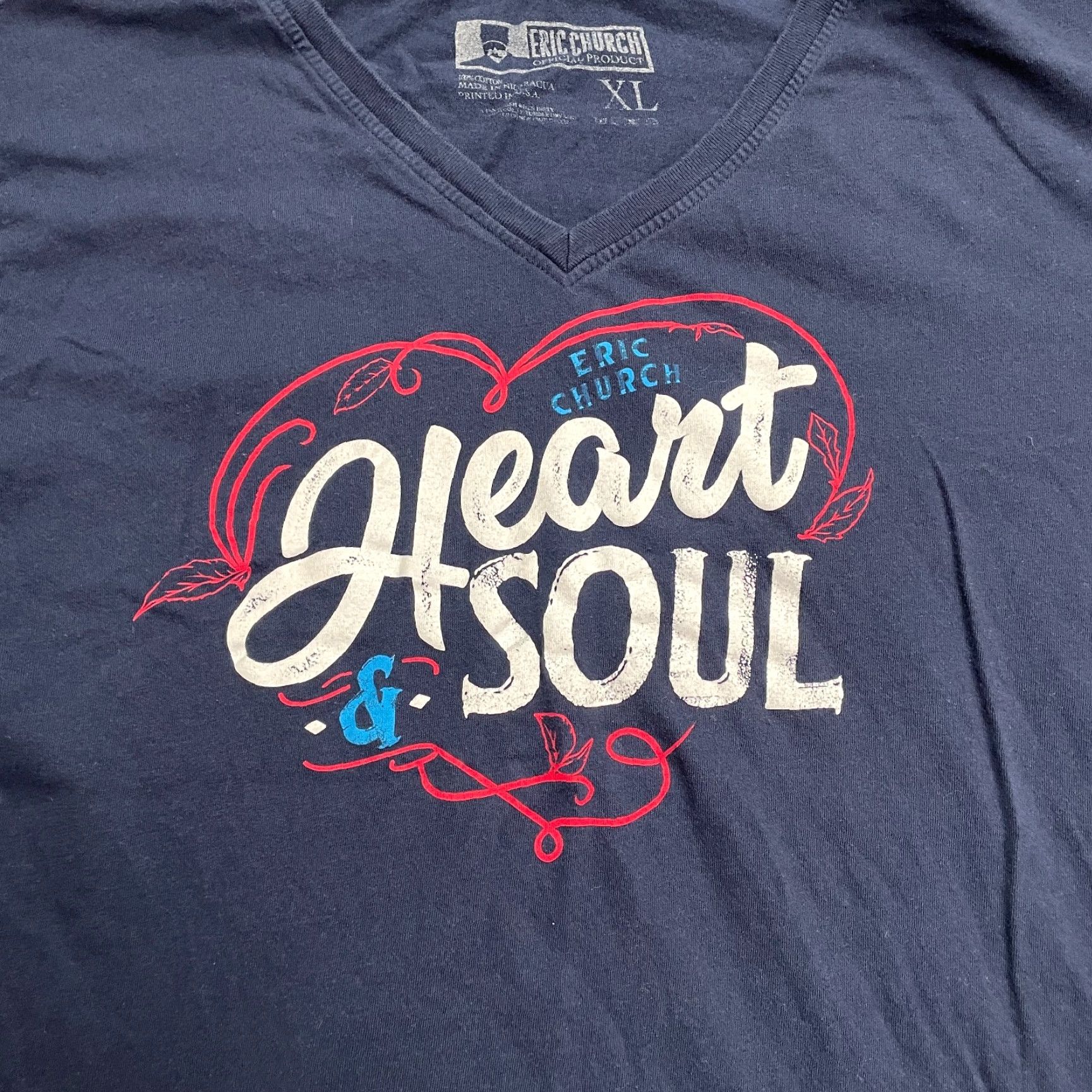 Vintage Eric Church Graphic T-Shirt Womens XL Navy Blue V-Neck Short Sleeve Band Tee Size XL / US 12-14 / IT 48-50 - 3 Thumbnail