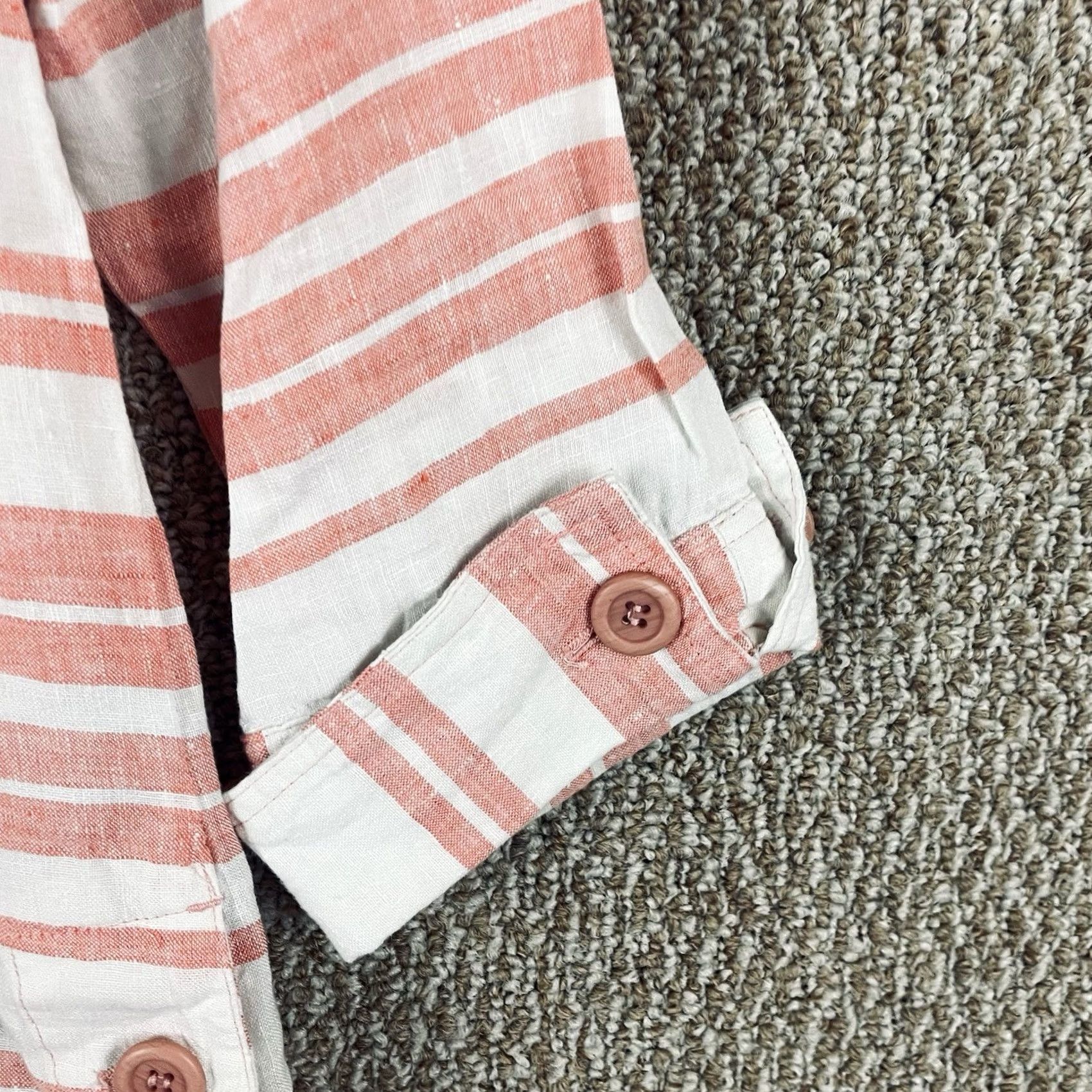Vintage John Mark Blouse Medium Linen Striped Coral Popover 100% T668 Size M / US 6-8 / IT 42-44 - 4 Thumbnail
