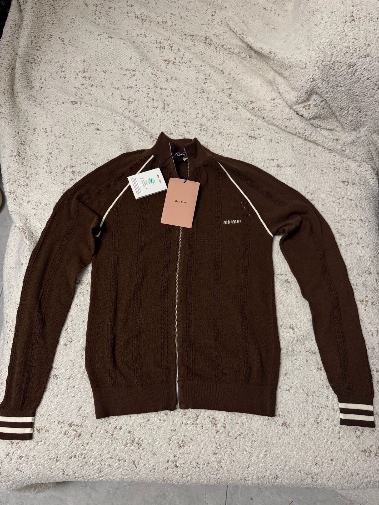 Miu Miu MIU MIU 25 Brown Cutout Zipper Jacket 38 Size XS / US 0-2 / IT 36-38 - 1 Thumbnail