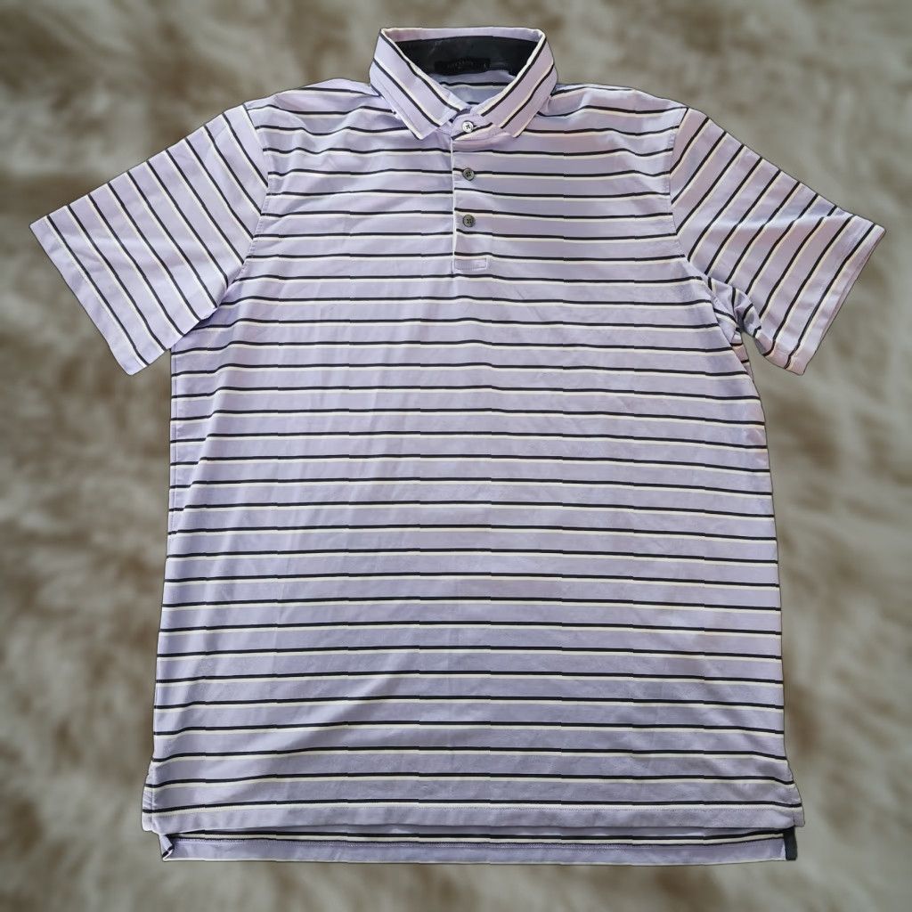 Vintage Greyson Golf Polo Shirt Mens Large Lavender Blue Striped Performance Shirt L Mens Lavender Blue Striped Golf Polo Greyson Size US L / EU 52-54 / 3 - 1 Thumbnail
