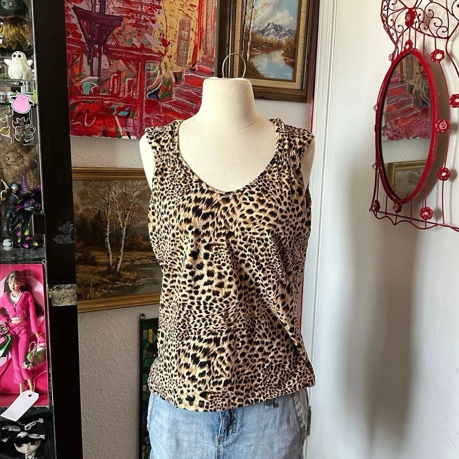 Other white stage brown black leopard print tank top Size L / US 10 / IT 46 - 1 Thumbnail