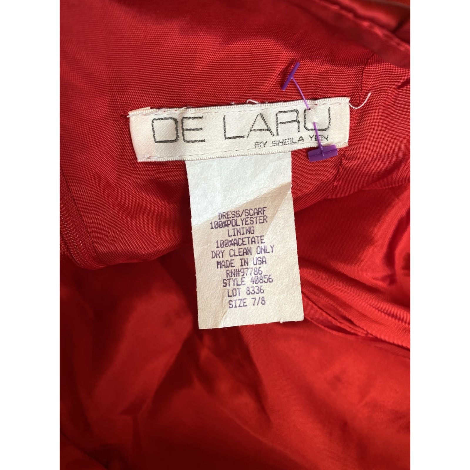 Vintage DeLaru by Sheila Yen Dress Sz 7/8 Red Long Formal Bridesmaid Prom / 21-29 Size ONE SIZE - 4 Thumbnail