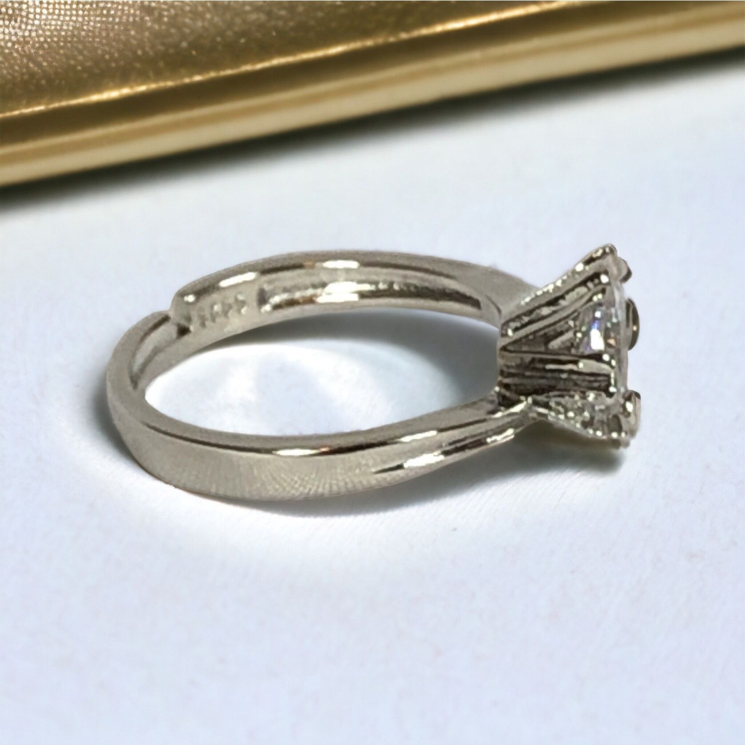 Other Cubic Zirconia Sterling Silver Ring Heart Prongs Adjustable Size ONE SIZE - 7 Thumbnail