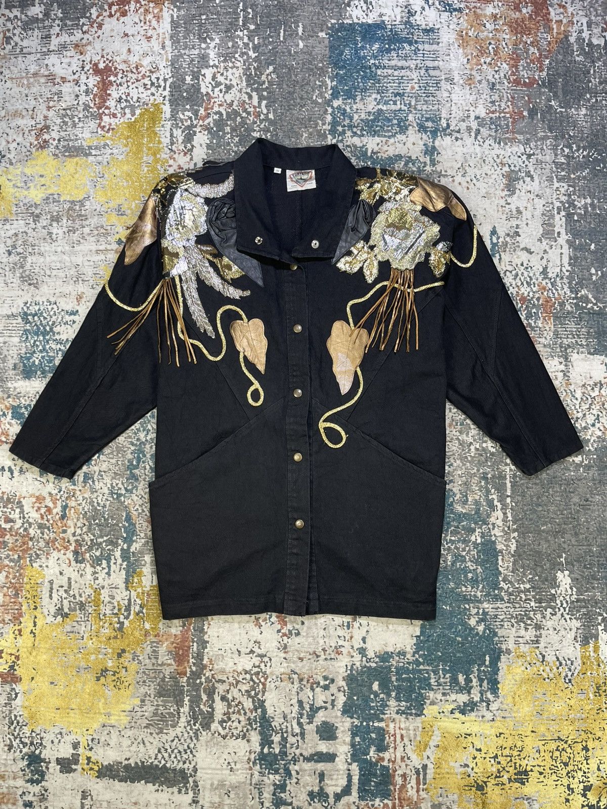 Vintage Vtg Torpedo Western Allure Art Denim Jacket Size S / US 4 / IT 40 - 1 Thumbnail