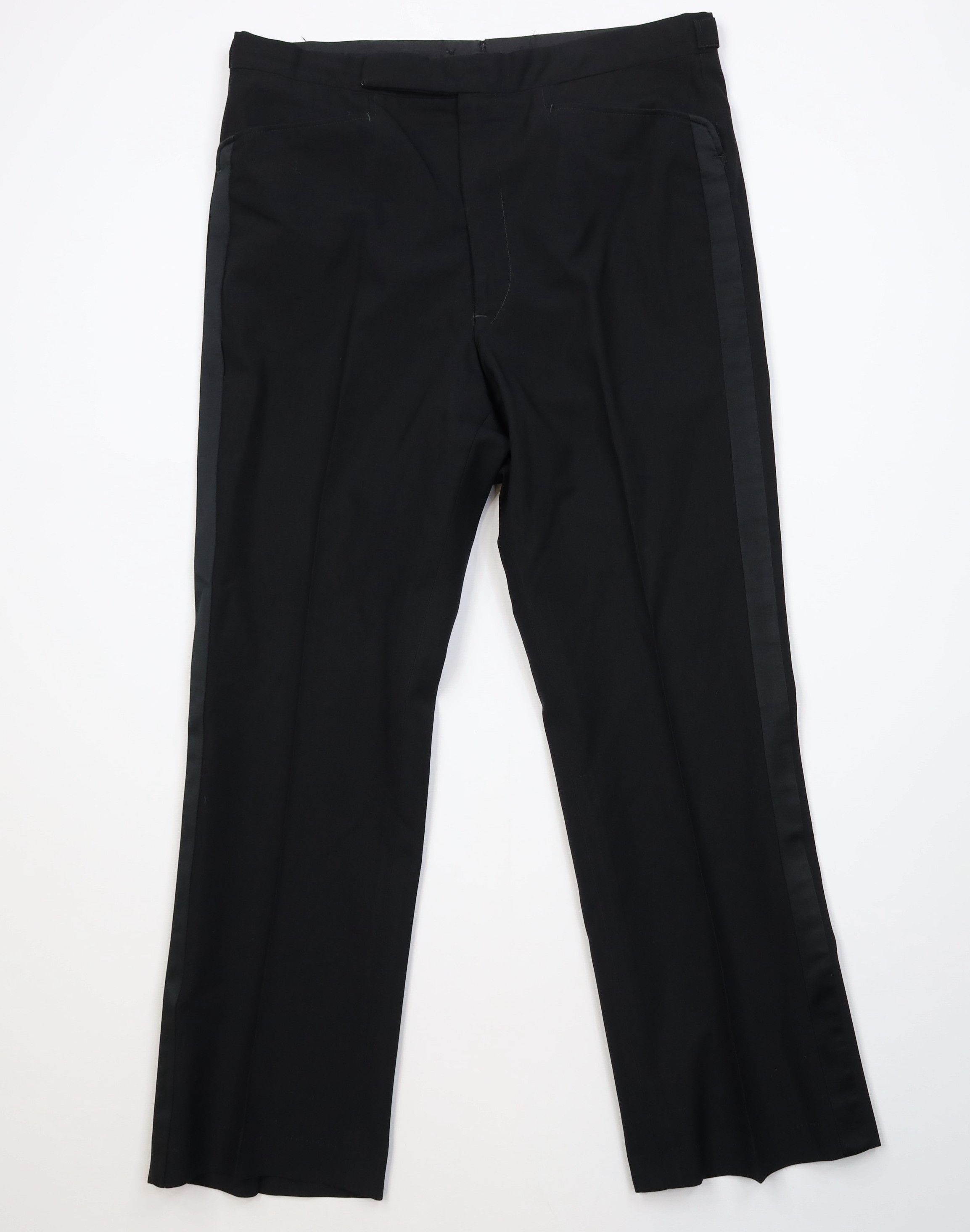 Vintage Vintage 50s 60s Flared Rayon Gabardine Wool Tuxedo Pants USA Size US 34 / EU 50 - 1 Thumbnail