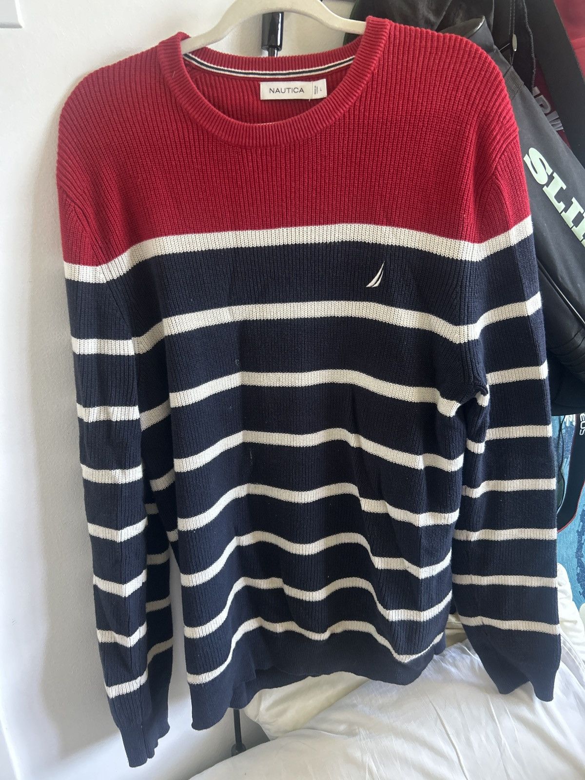 Nautica Nautica long sleeve sweater: Blue and white striped Crewneck Size US L / EU 52-54 / 3 - 2 Thumbnail