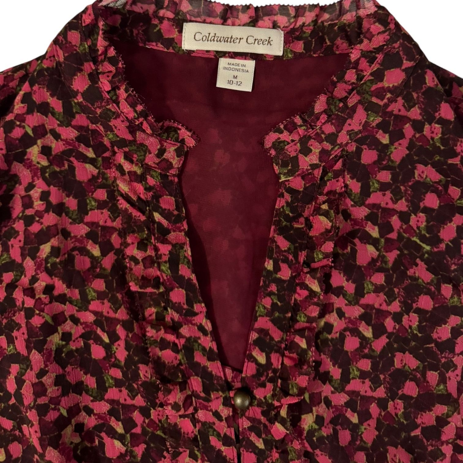 Coldwater Creek Coldwater Creek Reds & Pinks Long Sleeve Sheer Top M 10/12 Size M / US 6-8 / IT 42-44 - 2 Thumbnail
