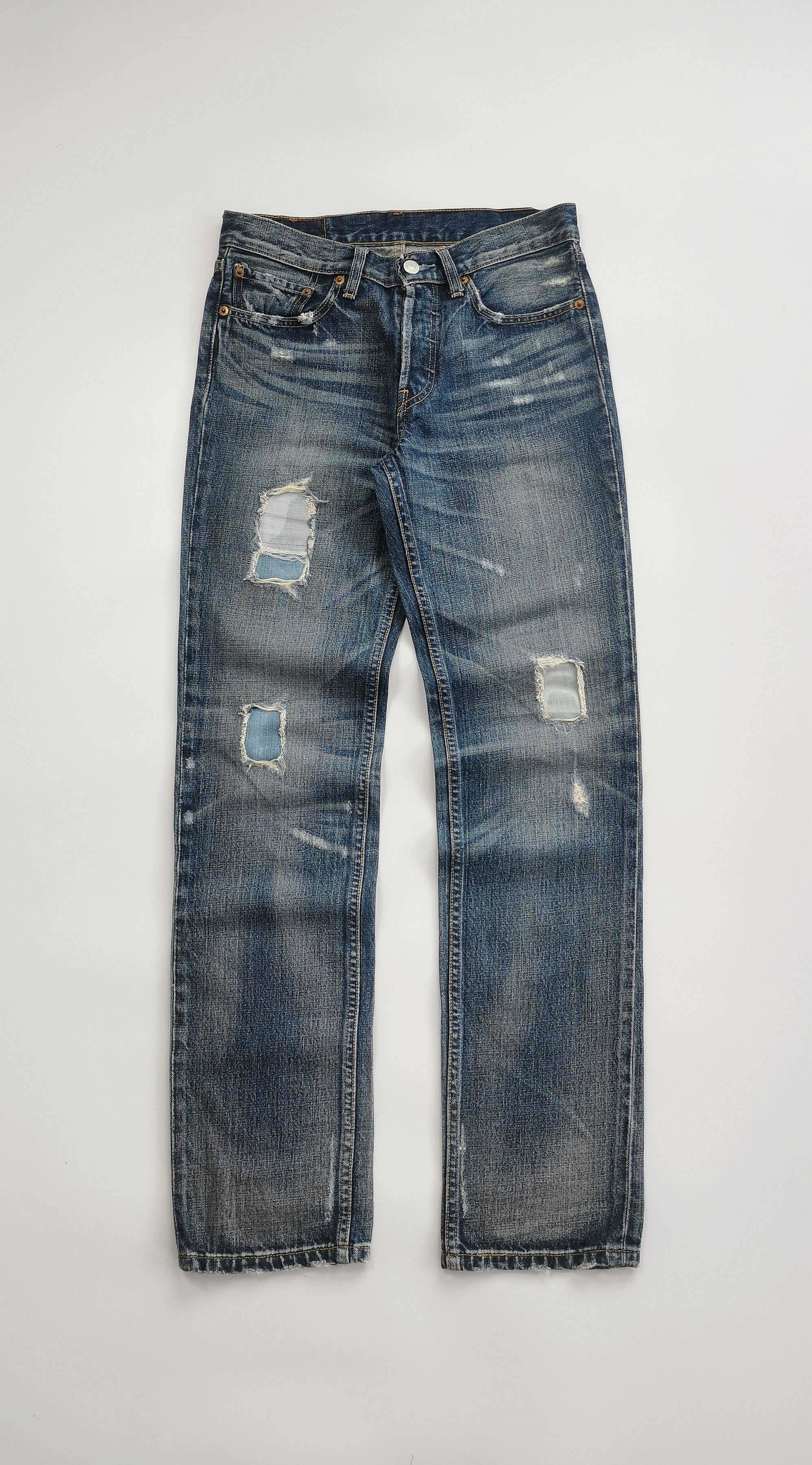 Levi's RARE SAMPLE Levis501 Distressed Boro Patchwork Jeans Vintage Size US 28 / EU 44 - 1 Thumbnail
