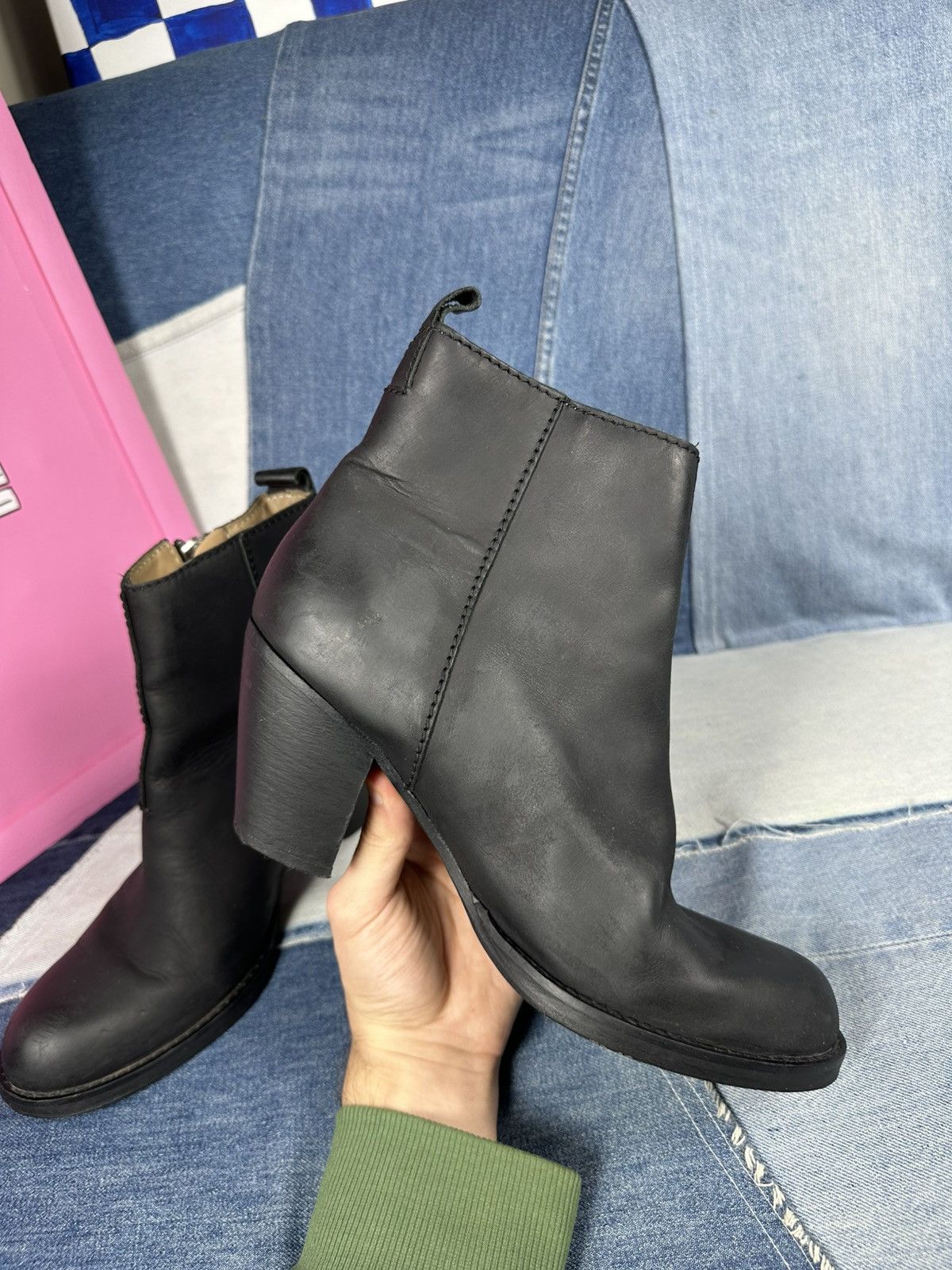 Acne Studios Acne Studios Leather Pistol Black Block Heels Ankle Boots Size US 10 / IT 40 - 9 Thumbnail