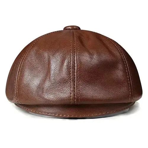 VIBE Cowhide Beret Warm Winter Genuine Leather Size ONE SIZE - 3 Thumbnail