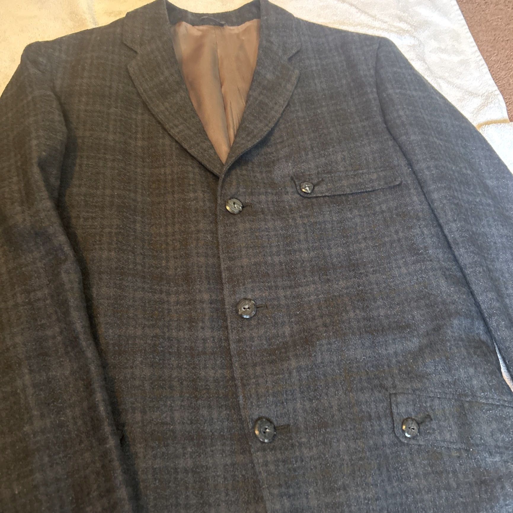 Vintage VINTAGE Sears Roebuck Oxford Blazer Men's Small Blue Wool Plaid Academia 38r USA Mens Size 38R - 2 Thumbnail