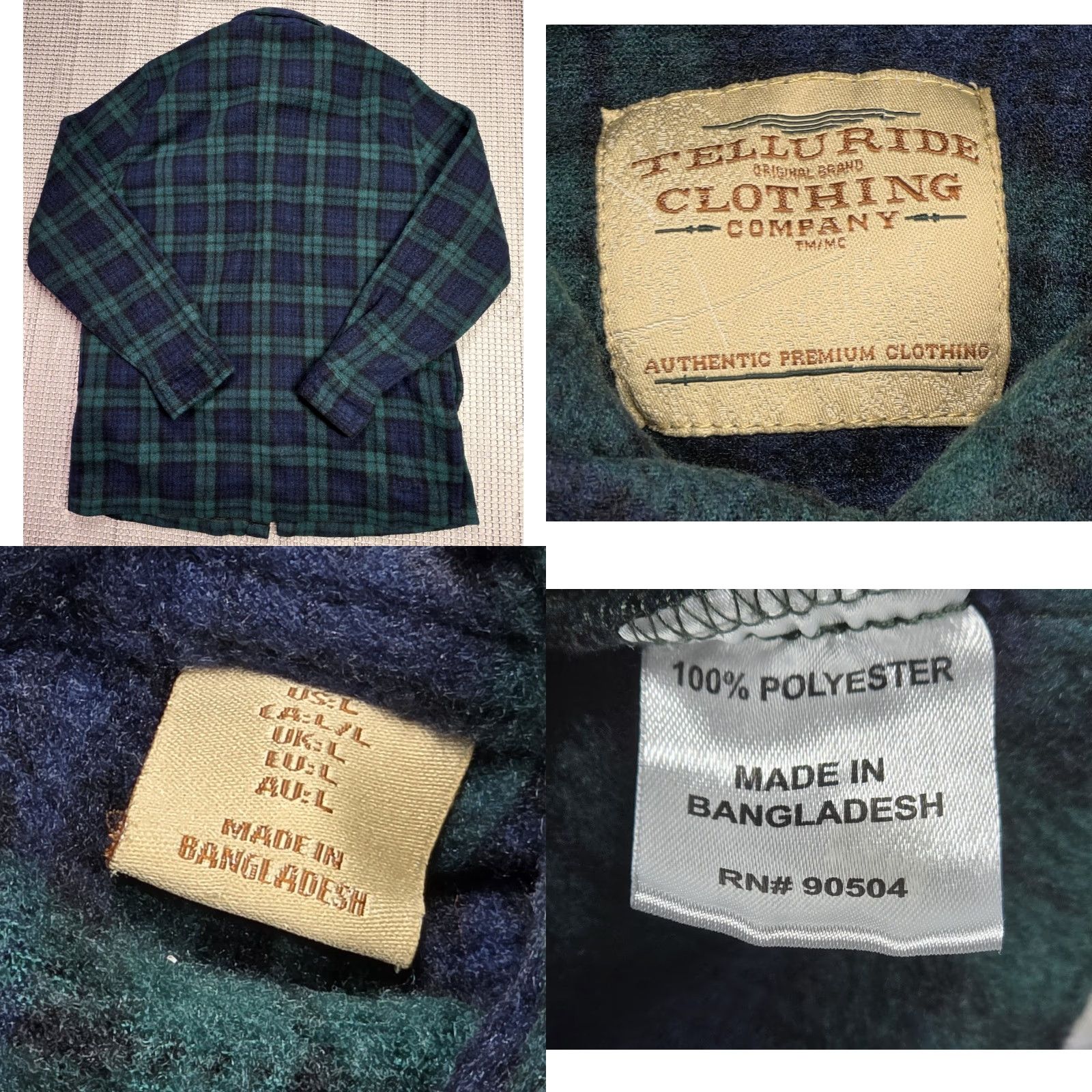 Vintage Telluride Shirt Men L Green Plaid Shacket Soft Pocket Flannel Shirt Jacket Size US L / EU 52-54 / 3 - 8 Thumbnail