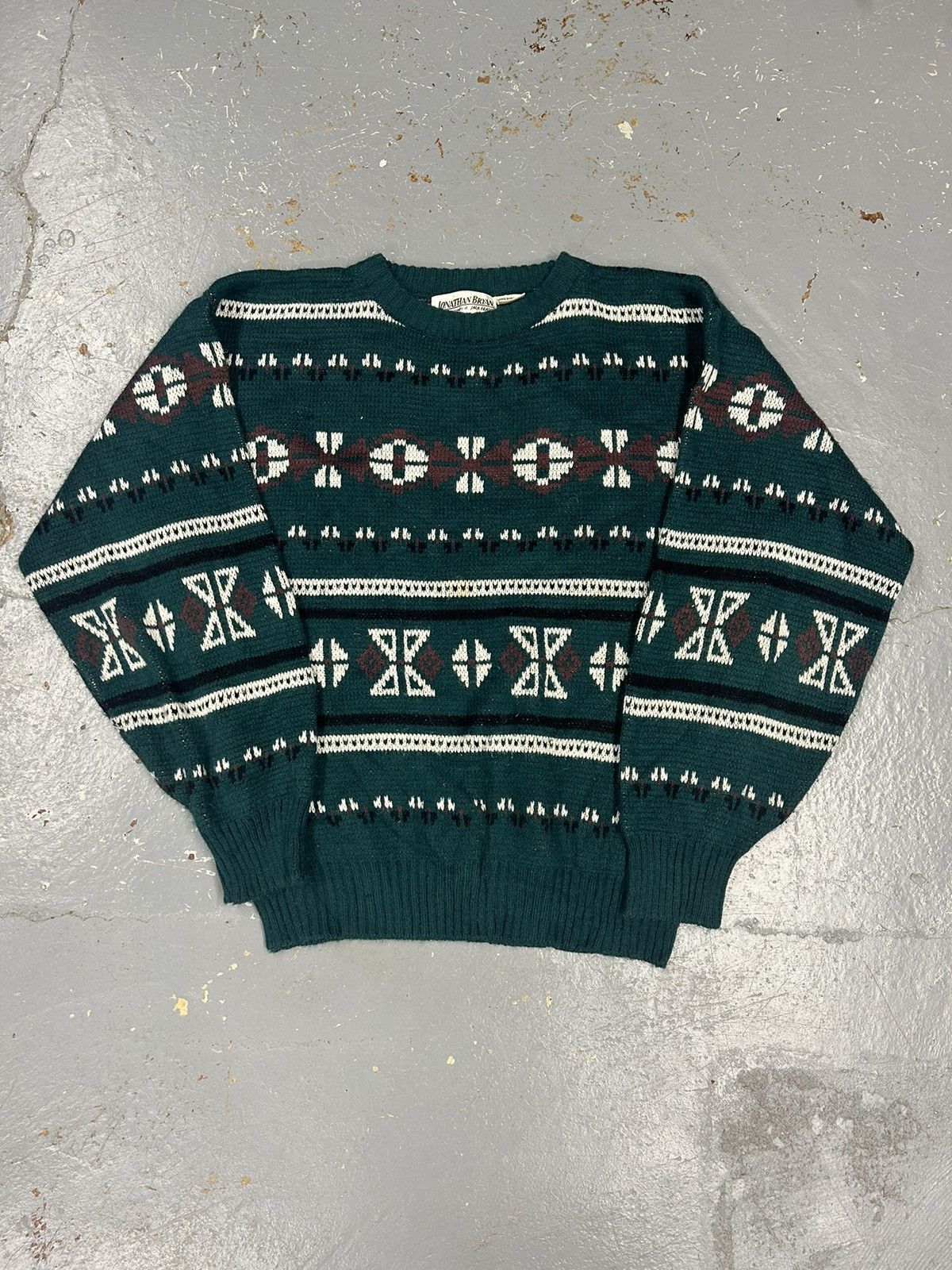 Vintage CRazy Vintage 90s Essential Green Knit Pullover Sweatshirt Size US L / EU 52-54 / 3 - 1 Thumbnail