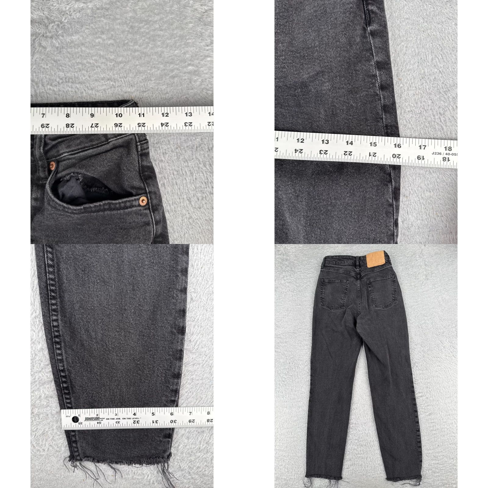 Vintage Divided Jeans Womens 0 Black Denim Tapered Raw Hem Button Fly Cotton Blend 22x25 Mens? Size 25" / US 0 / IT 36 - 9 Thumbnail
