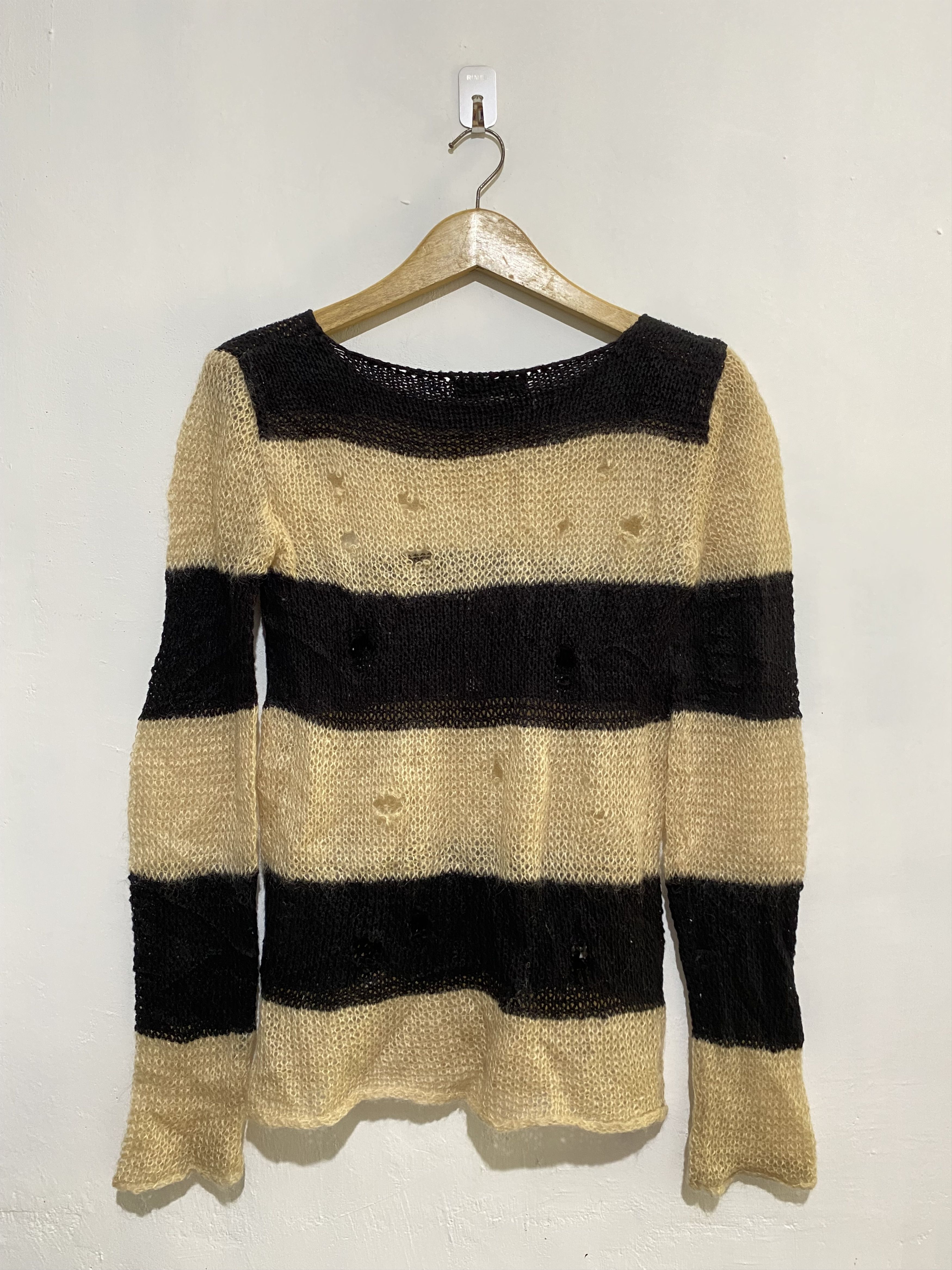 Beauty Beast Japanese Cdg style STE distressed fishnet stripe knit Size US M / EU 48-50 / 2 - 3 Thumbnail