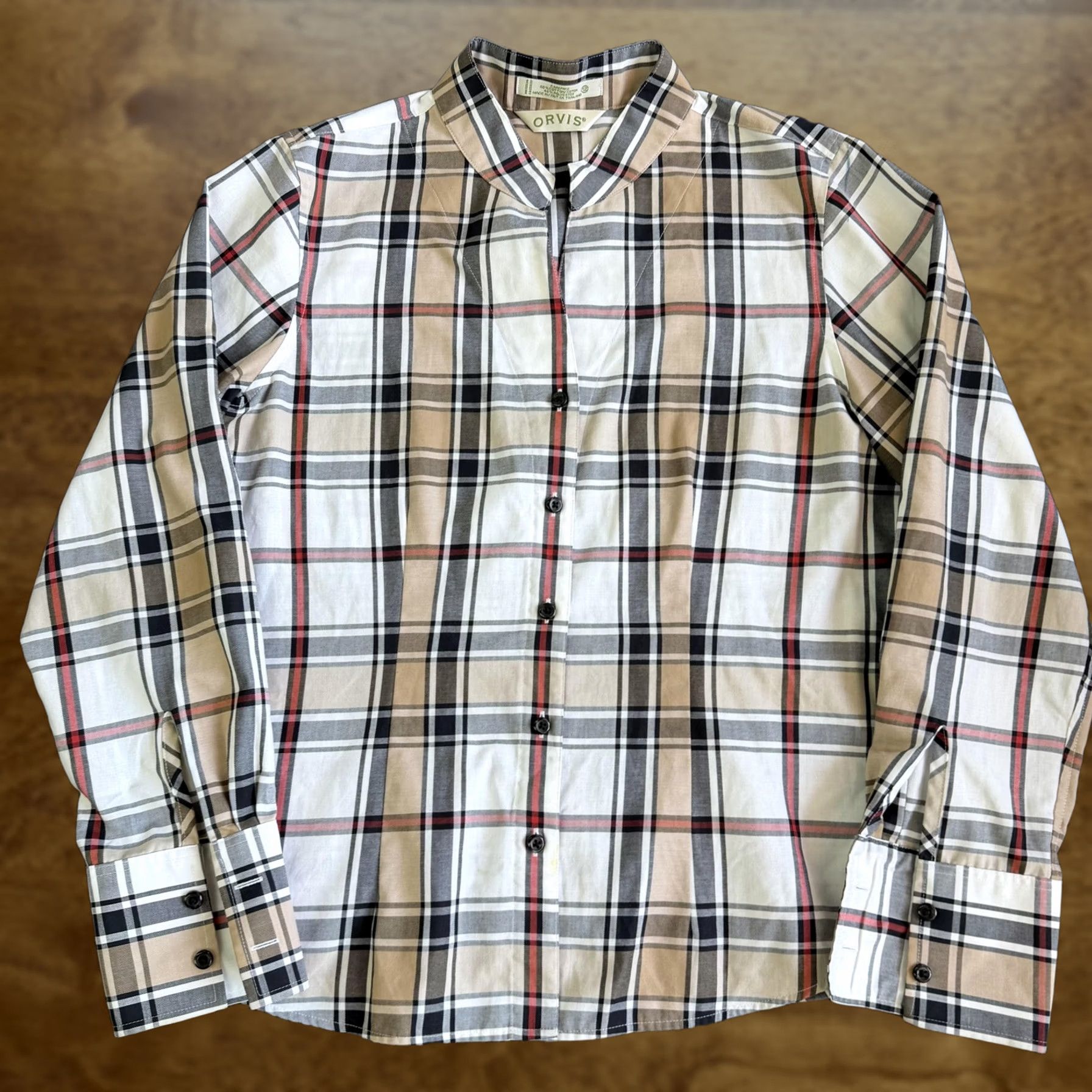 Orvis Orvis Button-Up Womens 12 Beige Plaid Long Sleeve Collared Basic Shirt - Gently Used Size XL / US 12-14 / IT 48-50 - 1 Thumbnail