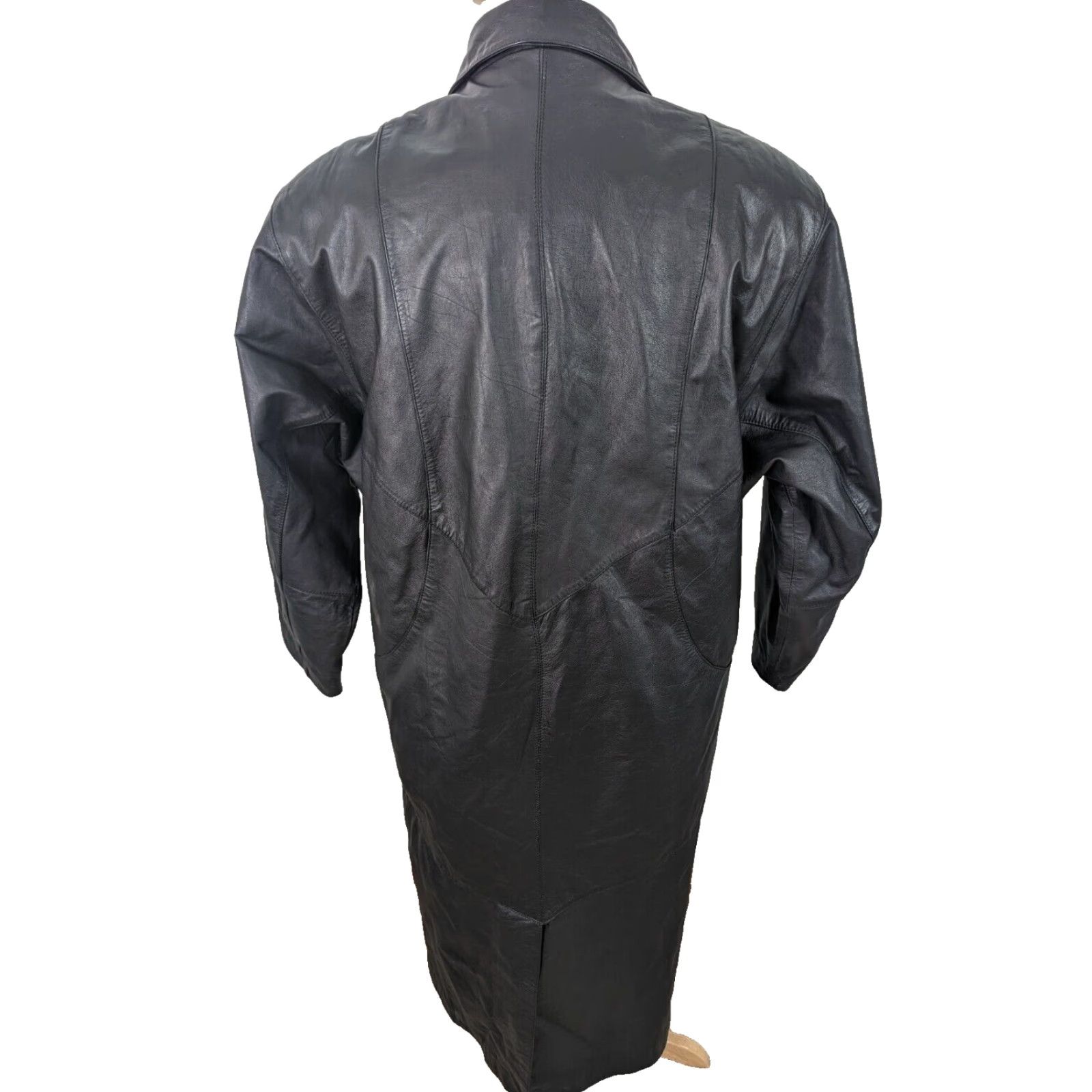 Wilson VINTAGE Wilsons Leather Coat Long Overcoat Women Large Black Trench Coat Bomber Jacket Size L / US 10 / IT 46 - 3 Thumbnail