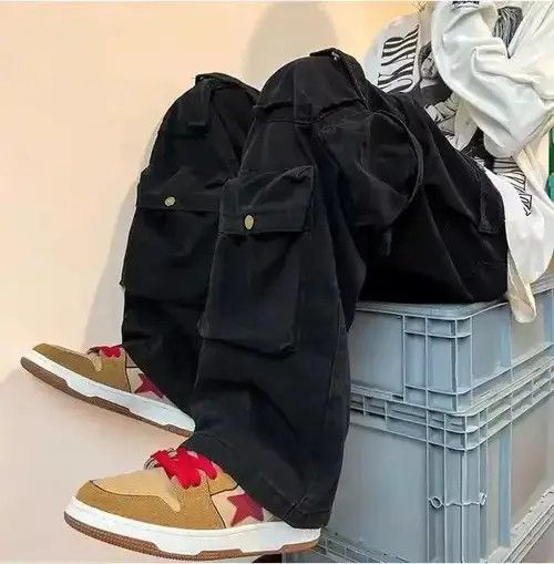 Japanese Brand Vintage Cargo Pants Black- Streetwear Style Pants Size US 32 / EU 48 - 3 Thumbnail