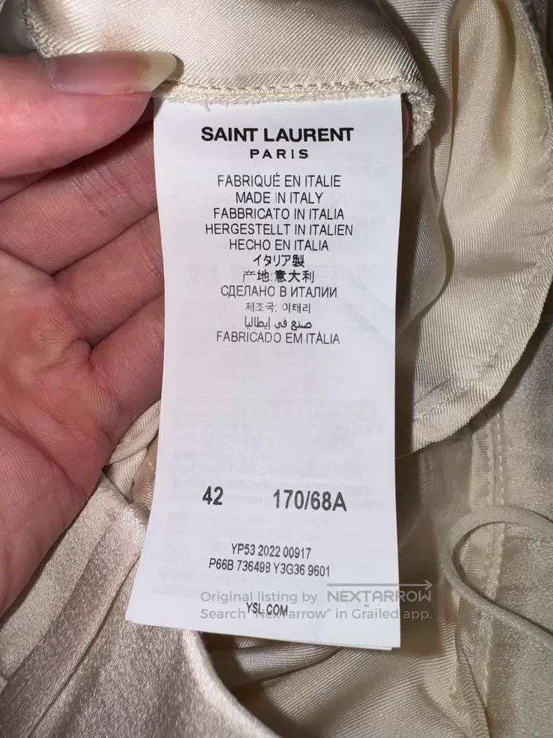 Saint Laurent Paris Saint Laurent Paris Satin Beige Straight Leg Flare Trouser Size US 42 / EU 58 - 7 Thumbnail