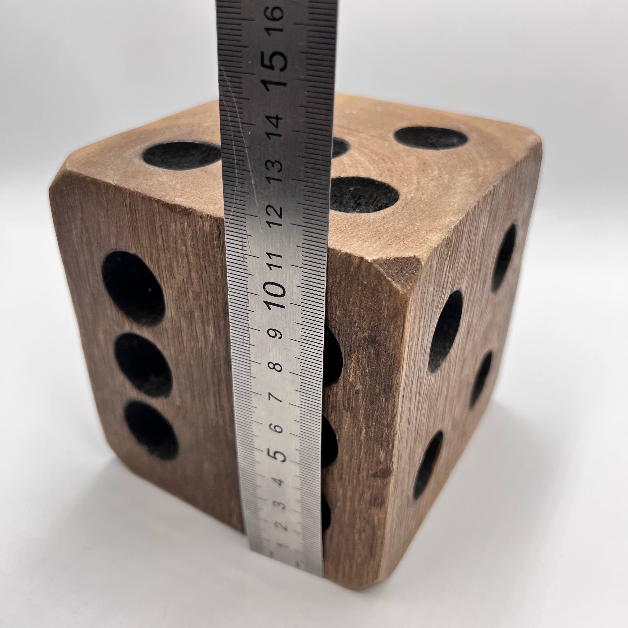 Vintage Handmade Large Wooden Dice Rustic Cube Decor Collectible Size ONE SIZE - 2 Thumbnail