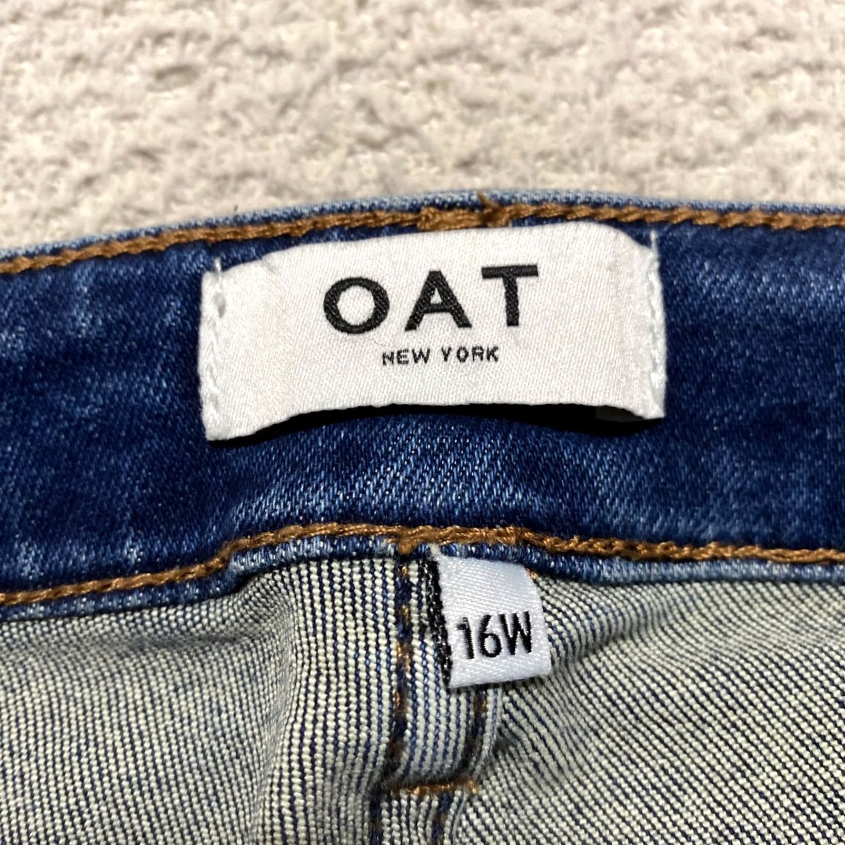 Vintage OAT New York Jeans 16W Blue Denim High Rise Skinny Plus Size 16W Womens 5-Pocket Style Medium Wash Cotton Polyester Spandex Size 38" / US 16 / IT 52 - 3 Thumbnail