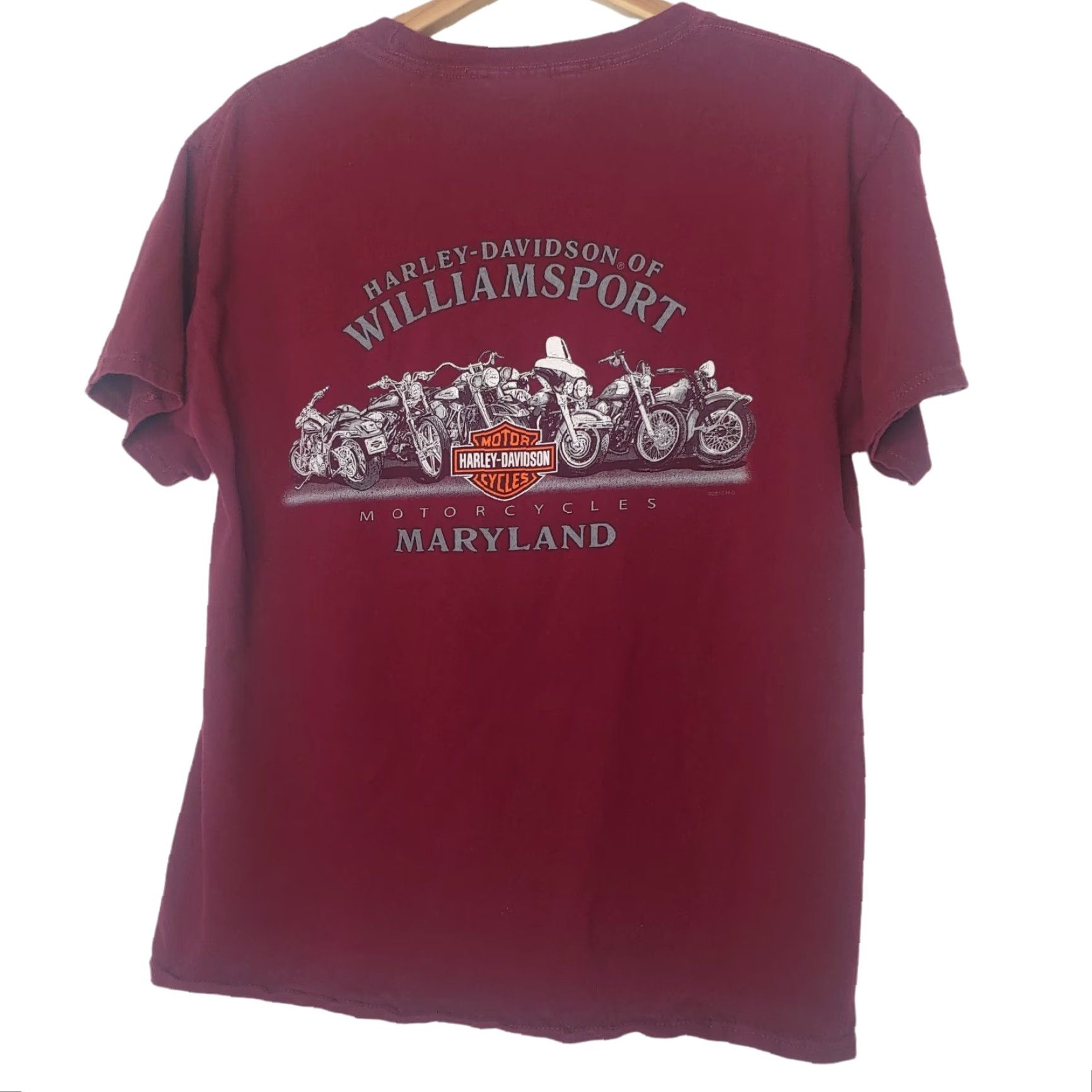 Harley Davidson VINTAGE Harley-Davidson Biker Shirt Adult Medium Maroon Graphic Tee Maryland Motorcycle Mens Size US M / EU 48-50 / 2 - 4 Thumbnail