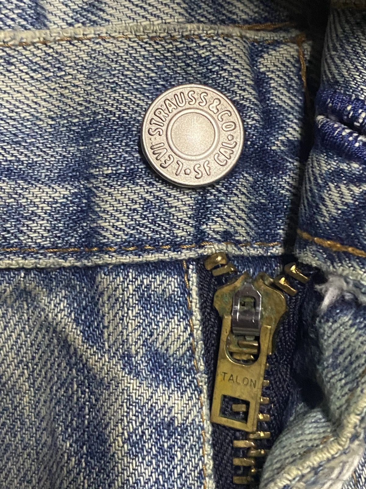 Levi's Vtg Levis 502 xx Big E Talon Zip Mud Wash Distressed Jeasn Size US 29 - 12 Thumbnail