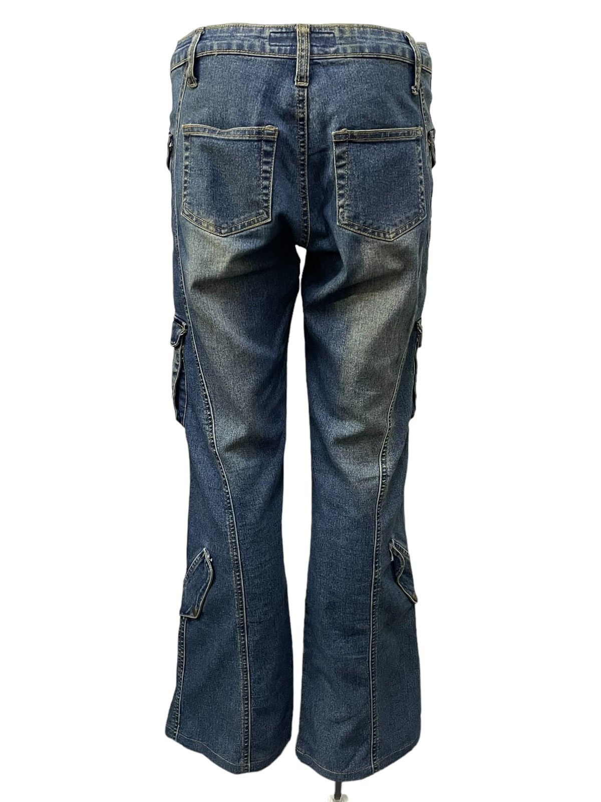 If Six Was Nine × KMRii × Le Grande Bleu (L.G.B.) Modernistic Japan Laser Wash Flared Cargos Jeans Size US 29 - 4 Thumbnail