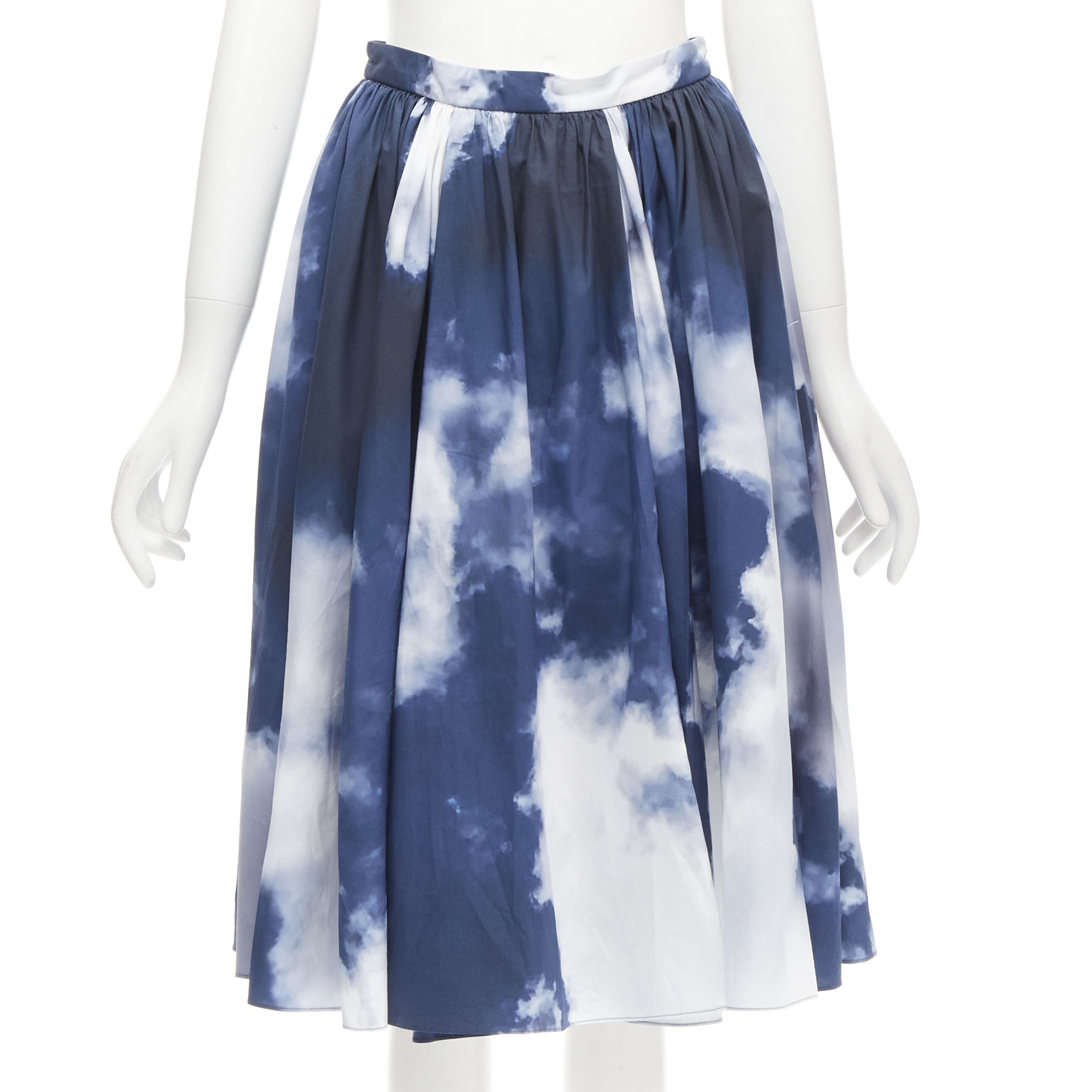 Alexander McQueen ALEXANDER MCQUEEN 2022 Sky cloud blue white A-line flared skirt IT38 XS Size 26" / US 2 / IT 38 - 1 Thumbnail