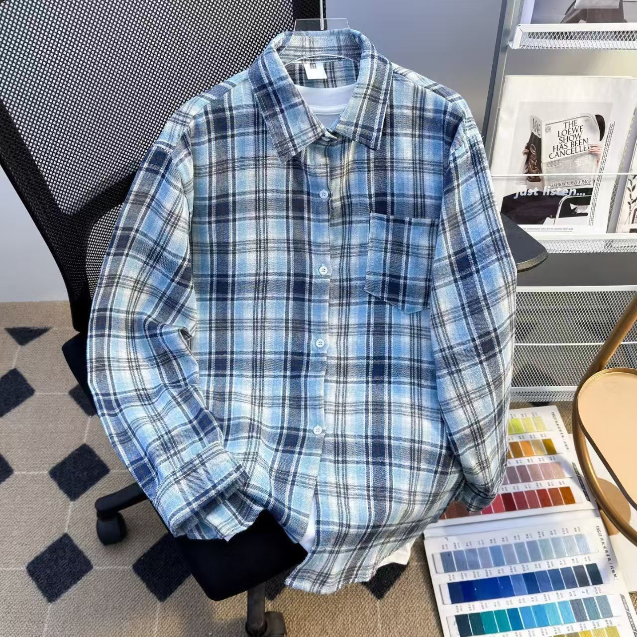 Vintage Cool Blue Plaid Flannel Shirt Size US M / EU 48-50 / 2 - 1 Thumbnail
