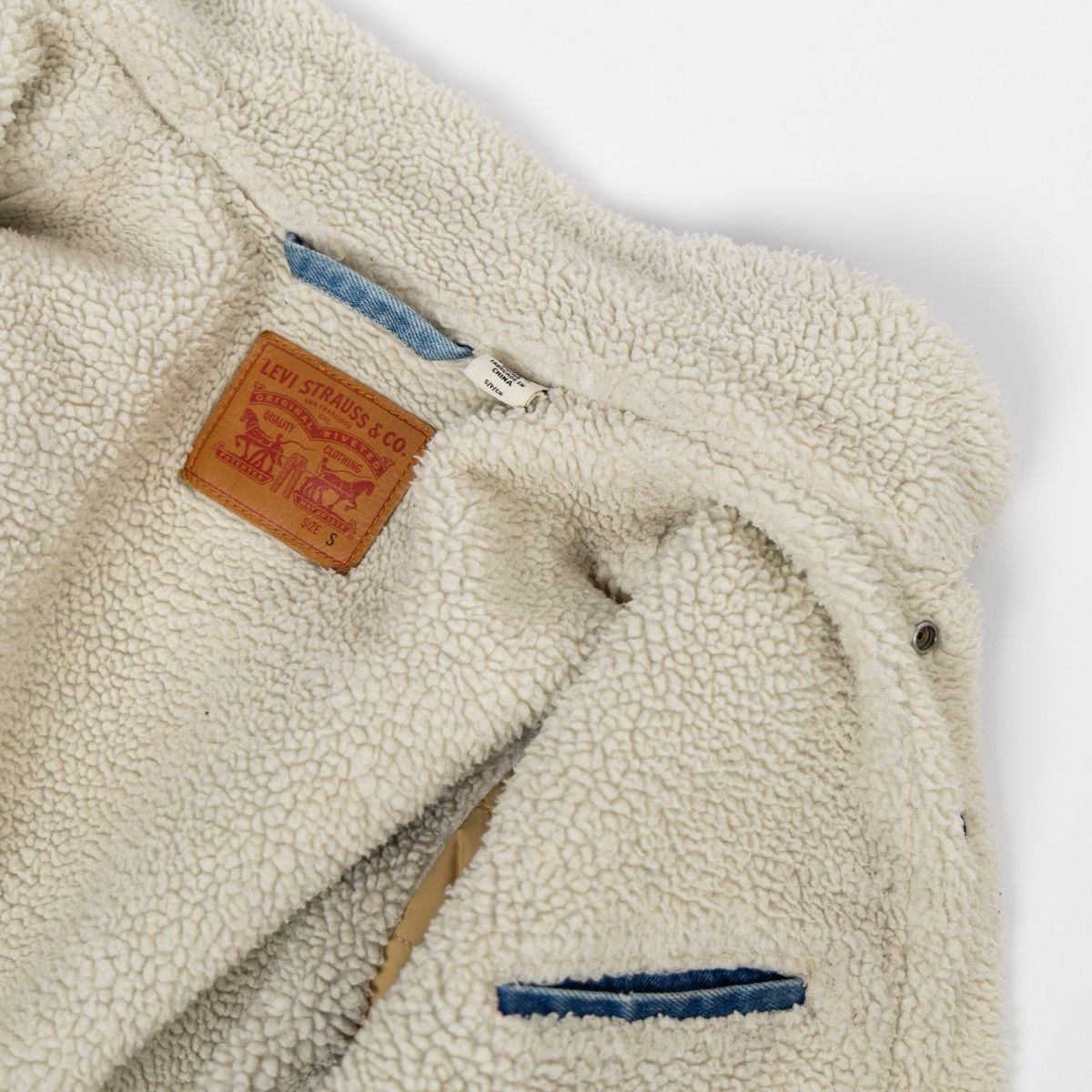Levi's Levis Sherpa Denim Jacket Blue Trucker Fleece Lined Winter Size US S / EU 44-46 / 1 - 8 Thumbnail
