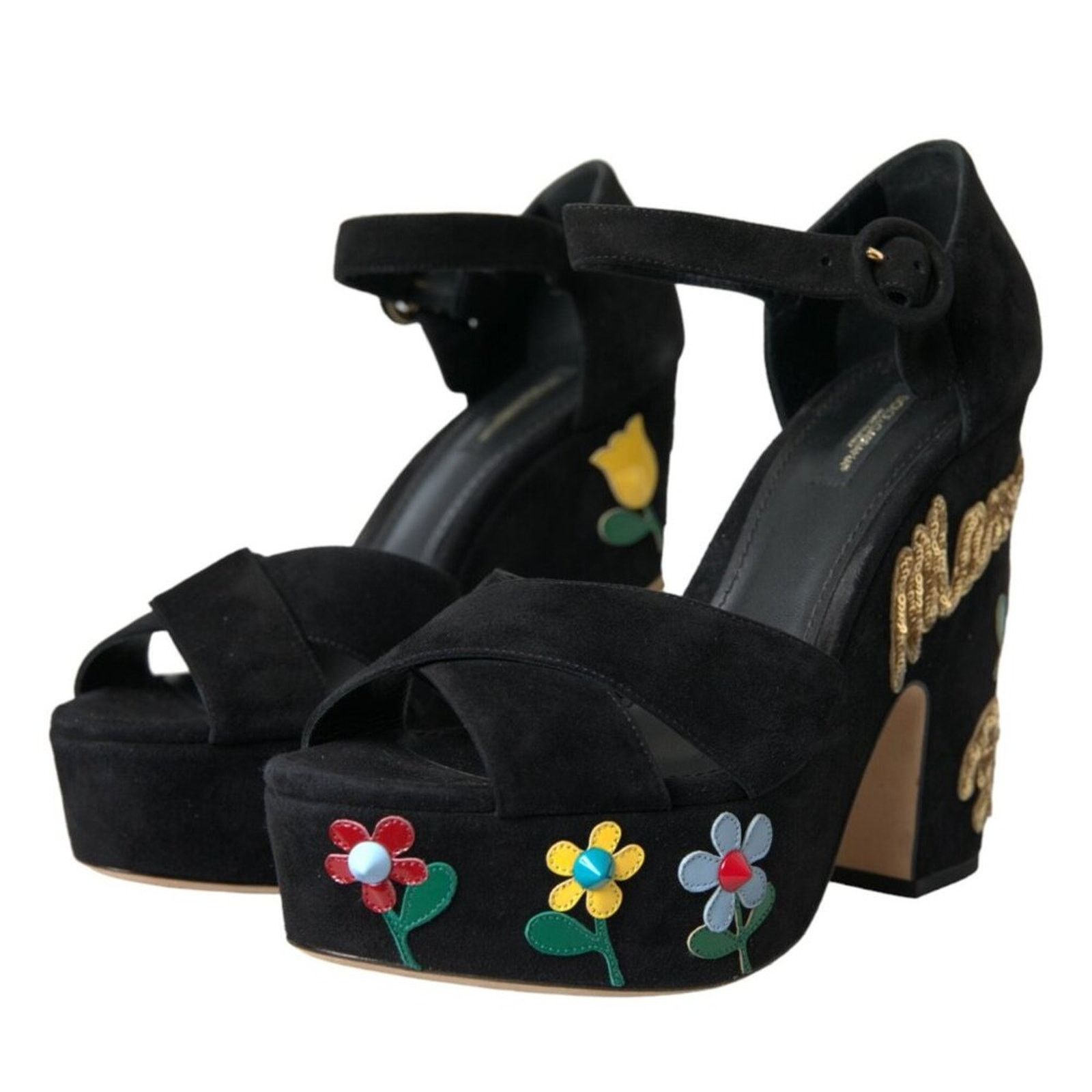 Dolce & Gabbana Dolce & Gabbana Black Suede Ankle Strap Heels Sandals Shoes Size US 9 / IT 39 - 1 Thumbnail