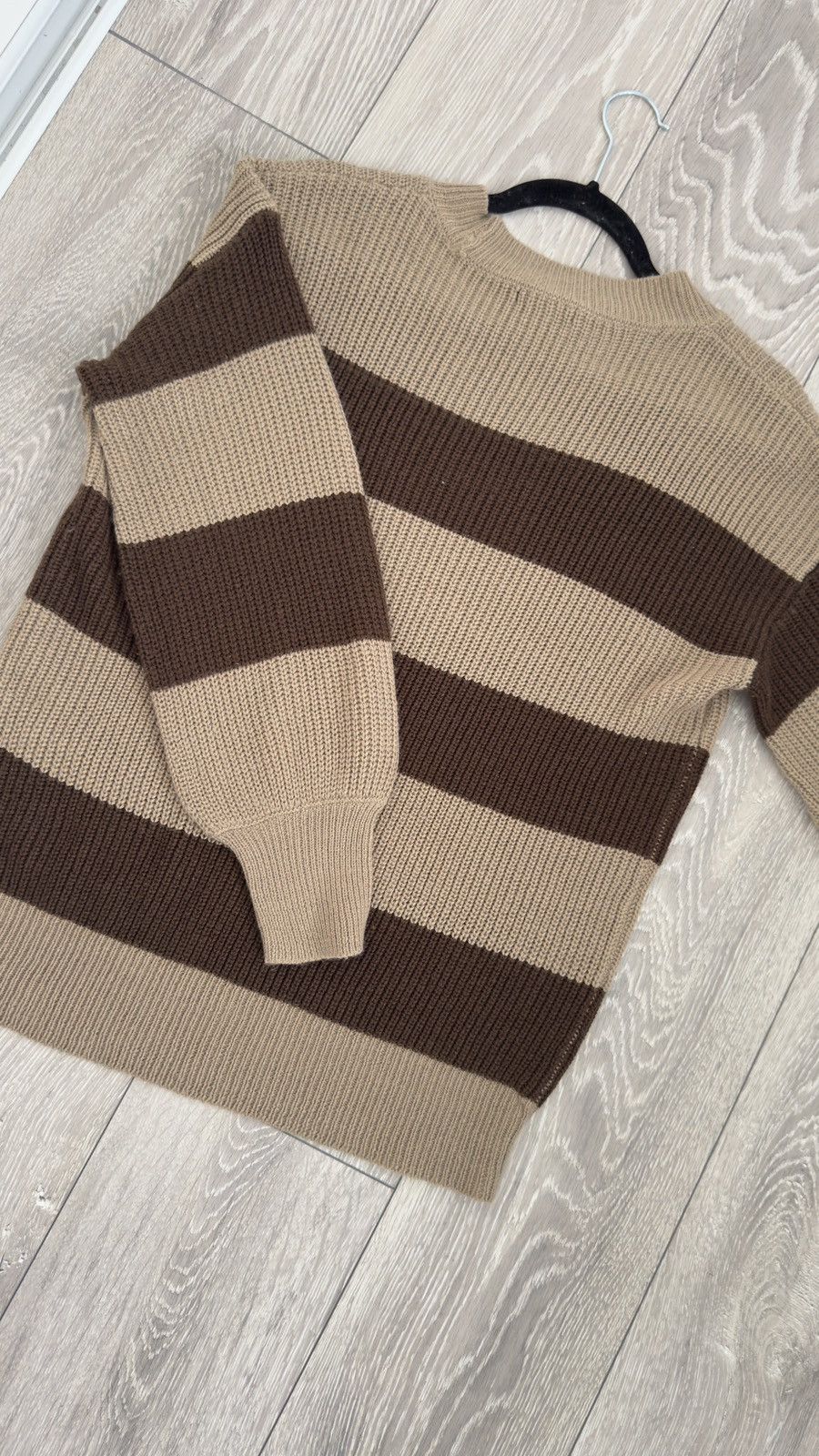 Fashion Nova Fashion Nova Brown and Beige Striped Knit Sweater Size L / US 10 / IT 46 - 8 Thumbnail