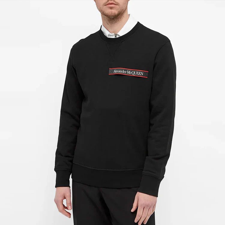 Alexander McQueen o1w1db10925 Selvedge Logo Tape Detail Sweatshirt in Black Size US XL / EU 56 / 4 - 2 Thumbnail