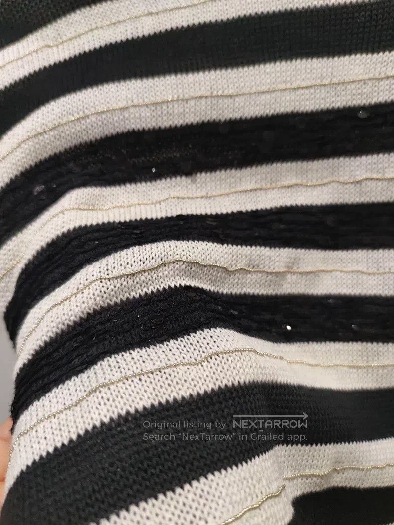 Brunello Cucinelli Brunello Cucinelli Sequin sweater with black and white str Size XXL / US 16-18 / IT 52-54 - 3 Thumbnail