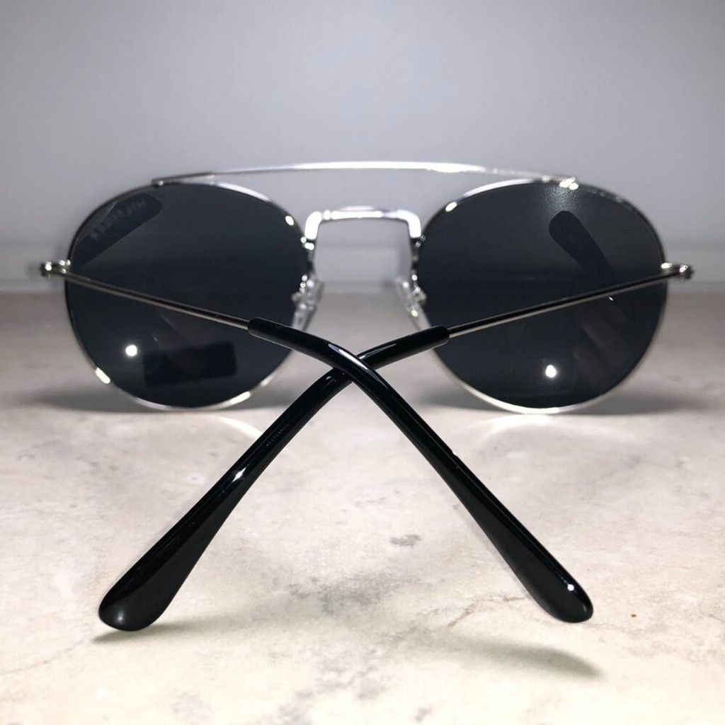 Tommy Hilfiger Tommy Hilfiger Silver & Black Round Aviator Sunglasses Size ONE SIZE - 5 Thumbnail