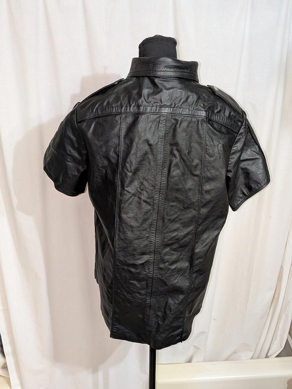 Designer VTG 80s BLACK on BLACK LEATHERS Police Uniform Polo Shirt XL Size US XL / EU 56 / 4 - 7 Thumbnail