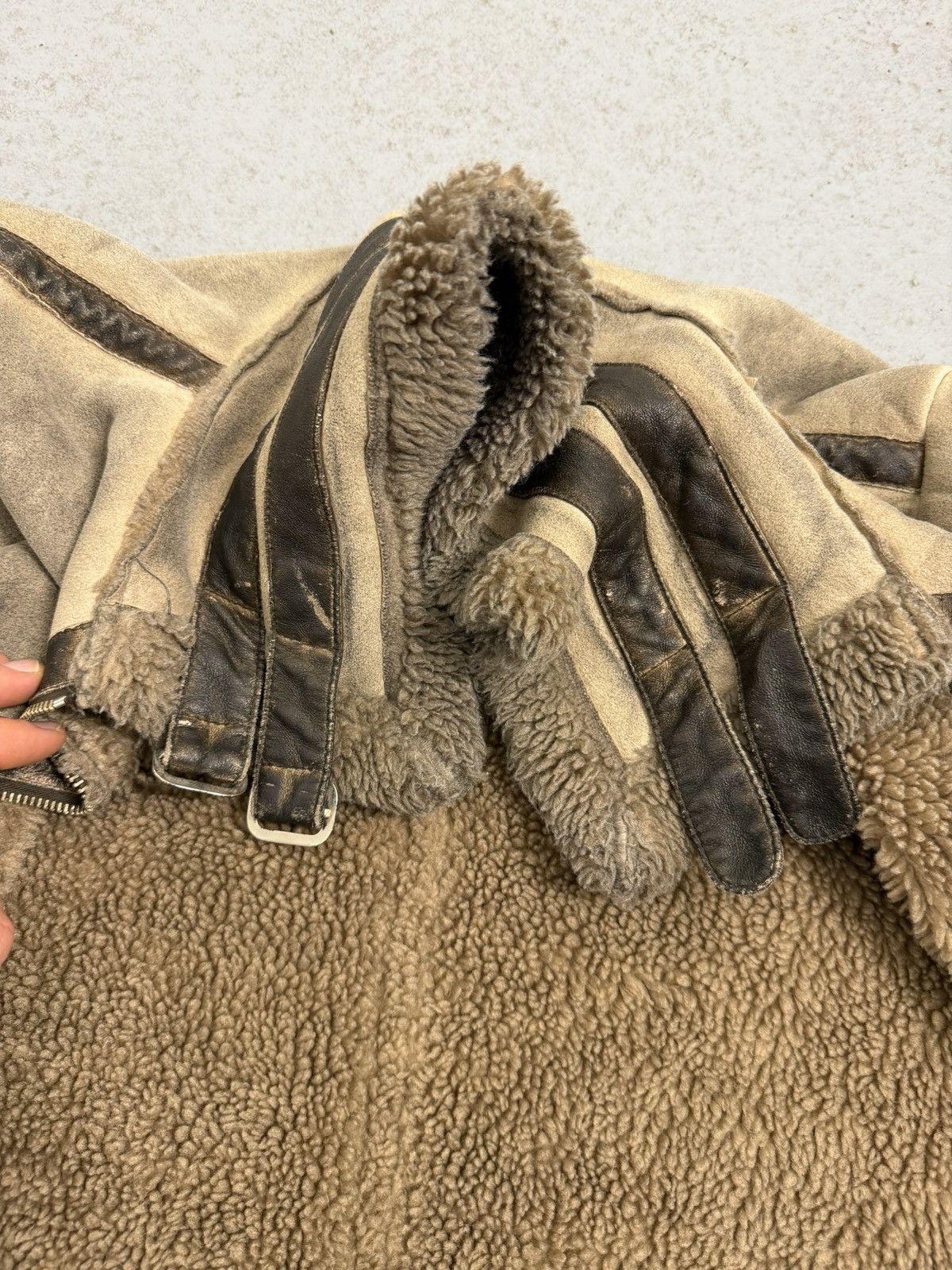 Diesel Vinatge 00s Diesel Lambskin Sherpa Long Neck Jacket Size L / US 10 / IT 46 - 12 Thumbnail