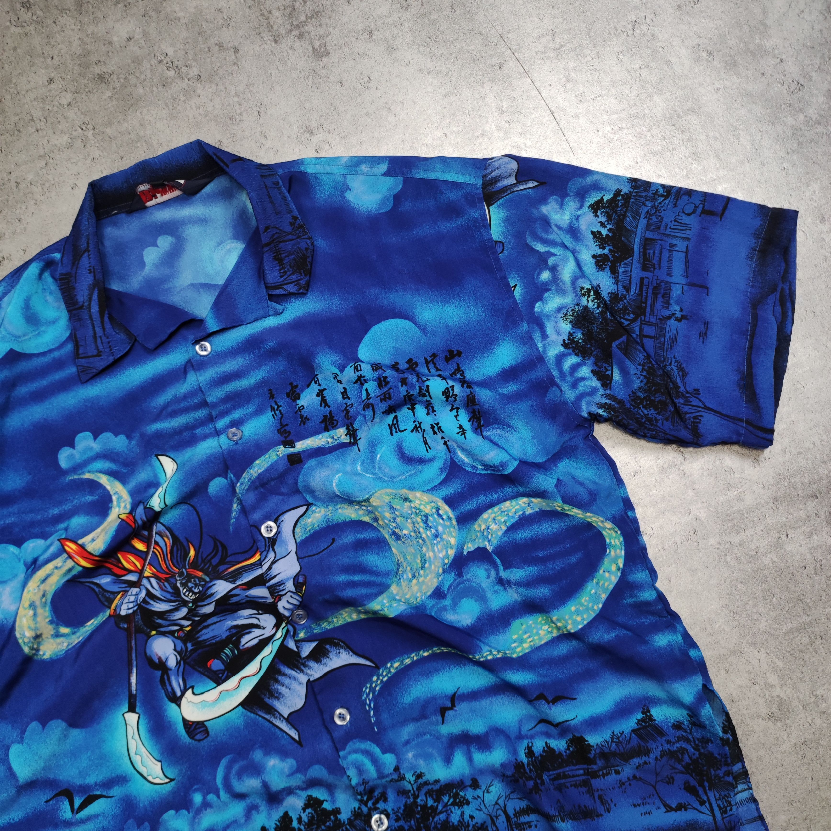 Japanese Brand × Vintage Vintage y2k RARE Archive Japanese Dragon Over Print Shirt Size US XL / EU 56 / 4 - 4 Thumbnail