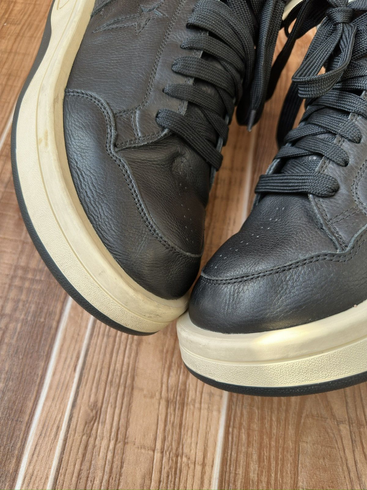 Converse × Rick Owens Drkshdw Rick Owens DRKSHDW TURBOWPN Mid Black Cloud Cream Size US 12 / EU 45 - 6 Thumbnail
