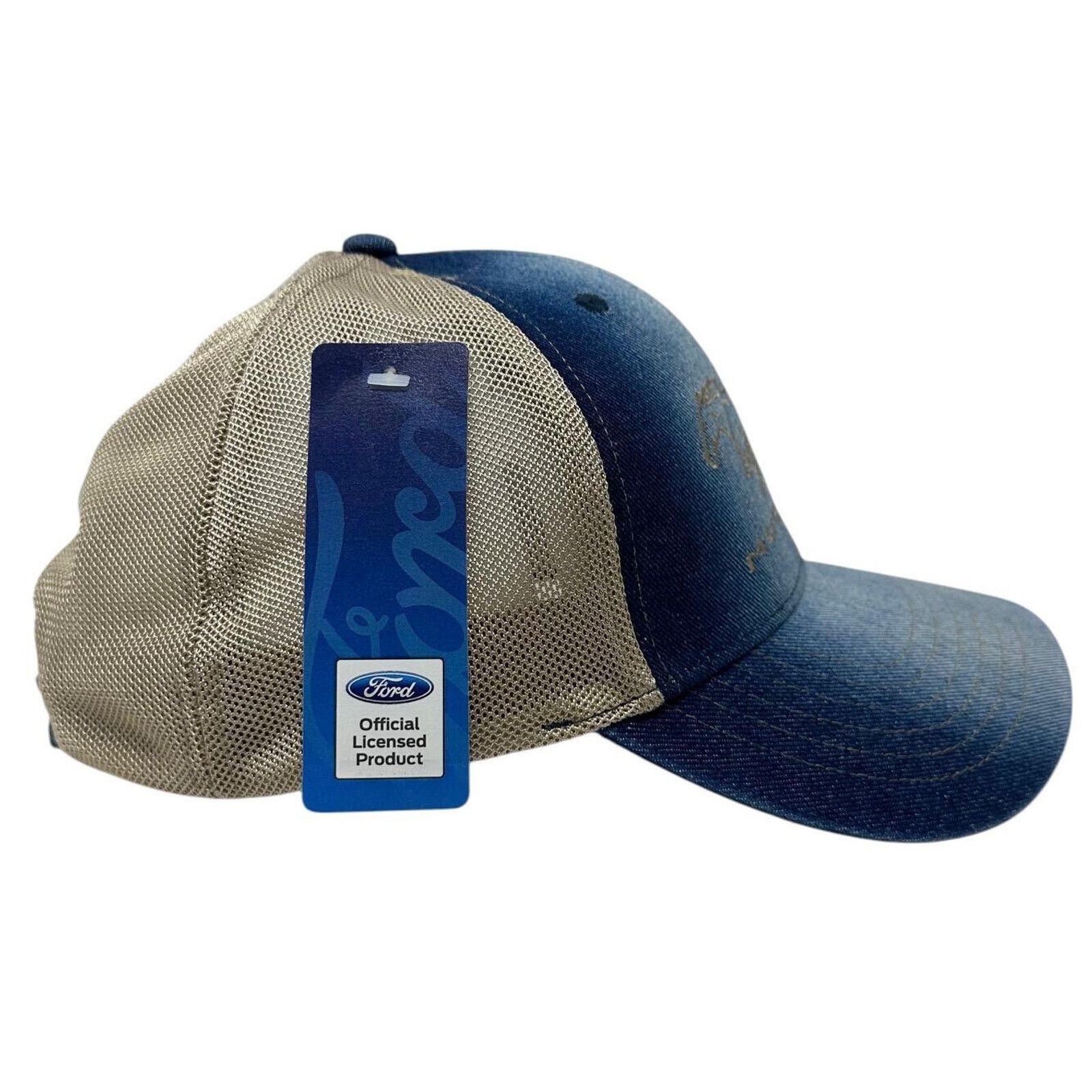 Ford Ford Mustang Men's Hat Embroidered Logo Blue Denim Cap Size ONE SIZE - 4 Thumbnail