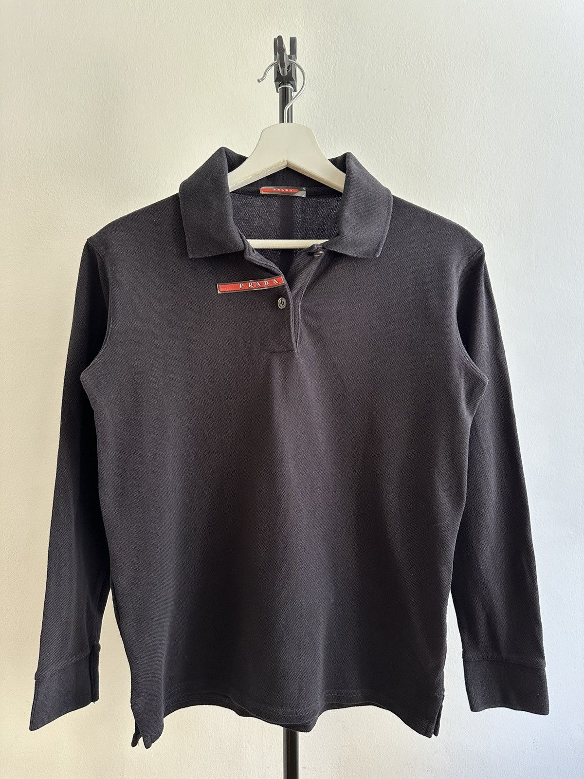 Menswear Long Sleeve Prada Sport Shirt PRADA Sport Long Polo Shirt