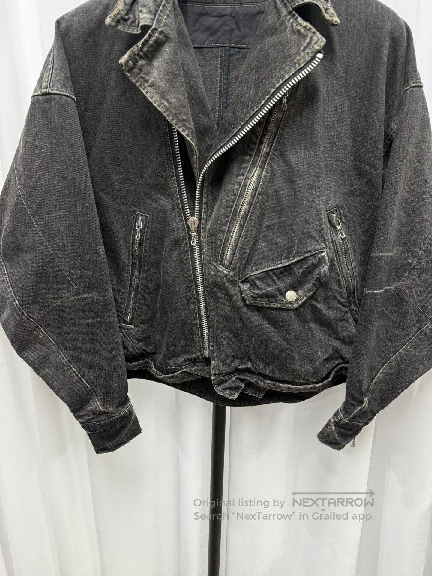 Japanese Brand distressed washed black denim jacket. Size US XL / EU 56 / 4 - 4 Thumbnail