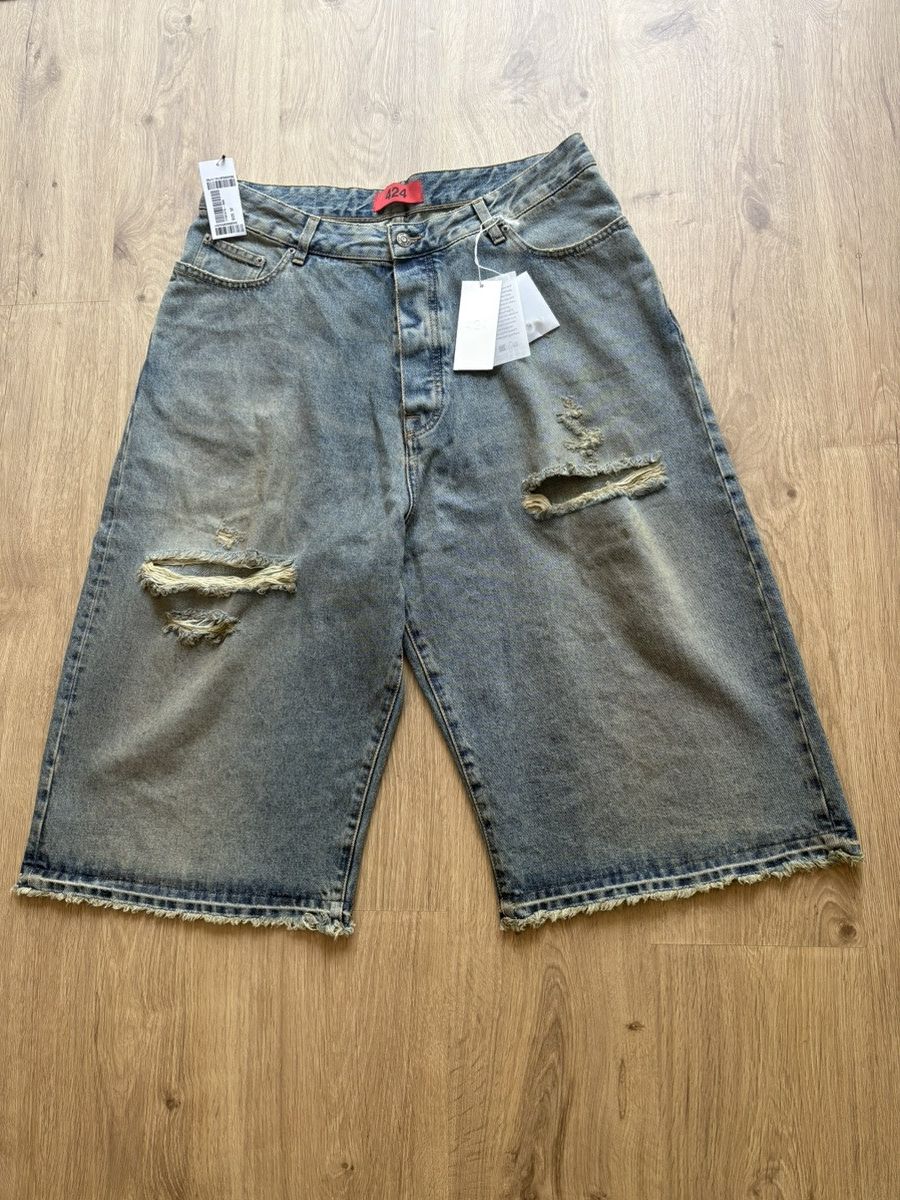 424 424 “BIG DADDY” DISTRESSED DENIM SHORTS Size US 33 - 2 Thumbnail