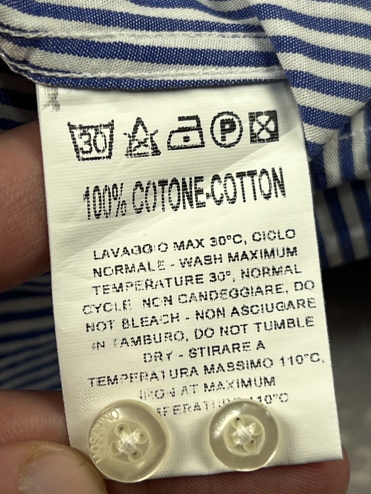 Moschino Vintage Moschino Mini Heart LS Cotton Striped Shirt Size US S / EU 44-46 / 1 - 8 Thumbnail