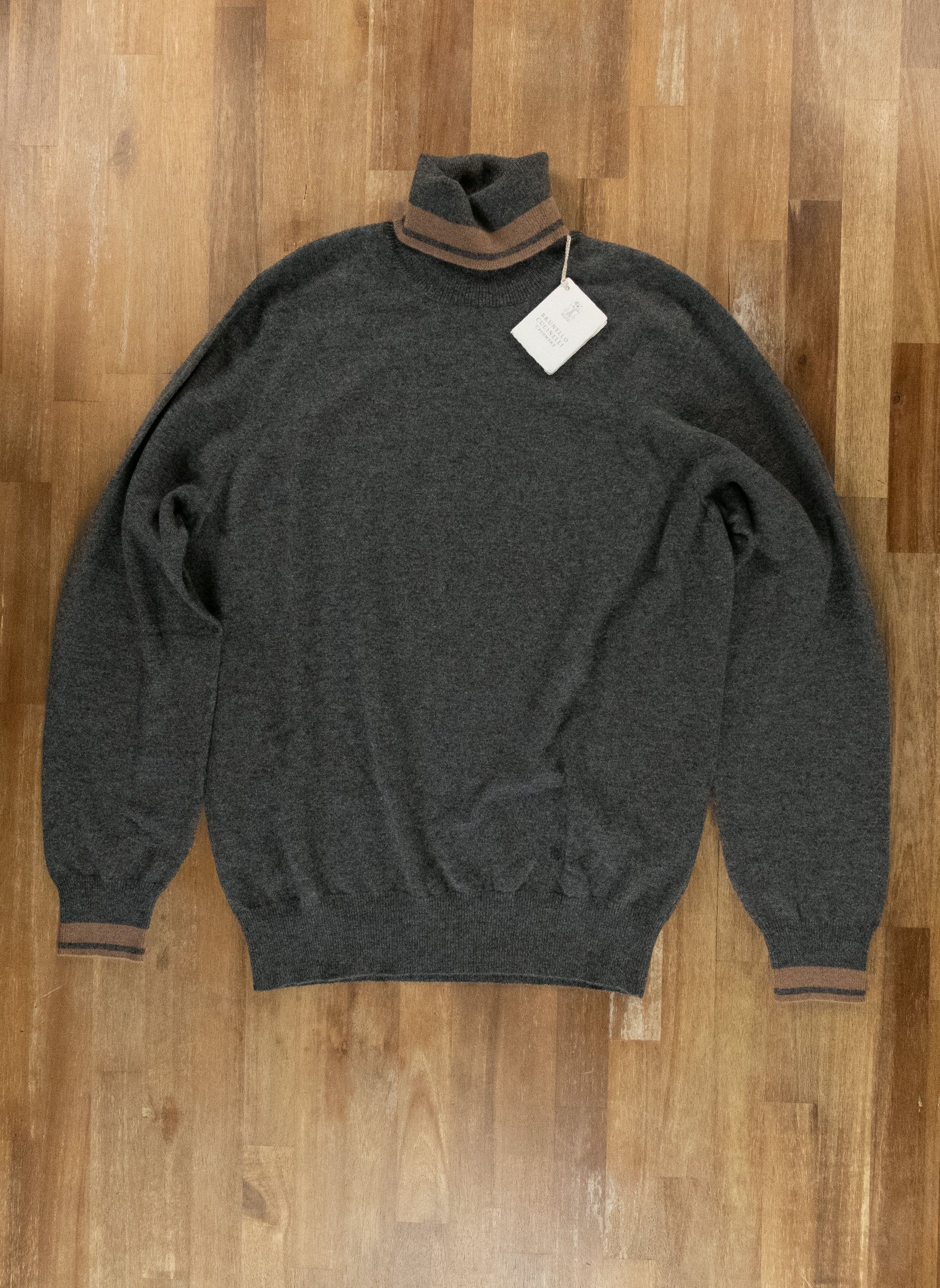 image of Brunello Cucinelli Gray Turtleneck Cashmere Sweater Small 48 in Grey, Men's